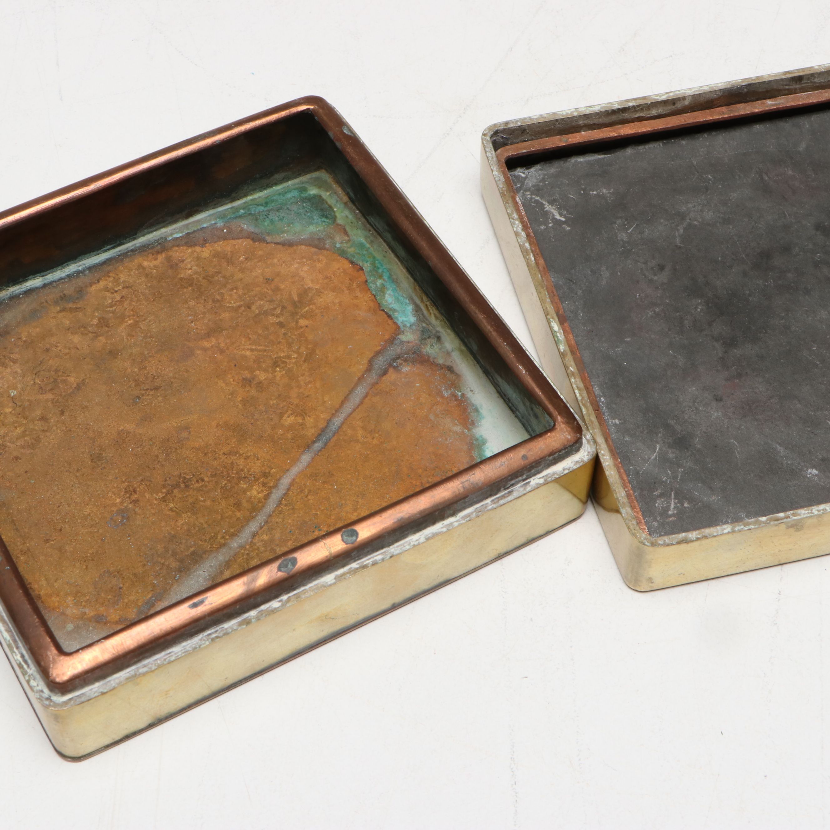 Norman Brumm Trillium Enamel Sculpture with Chinese Brass Box and More Décor