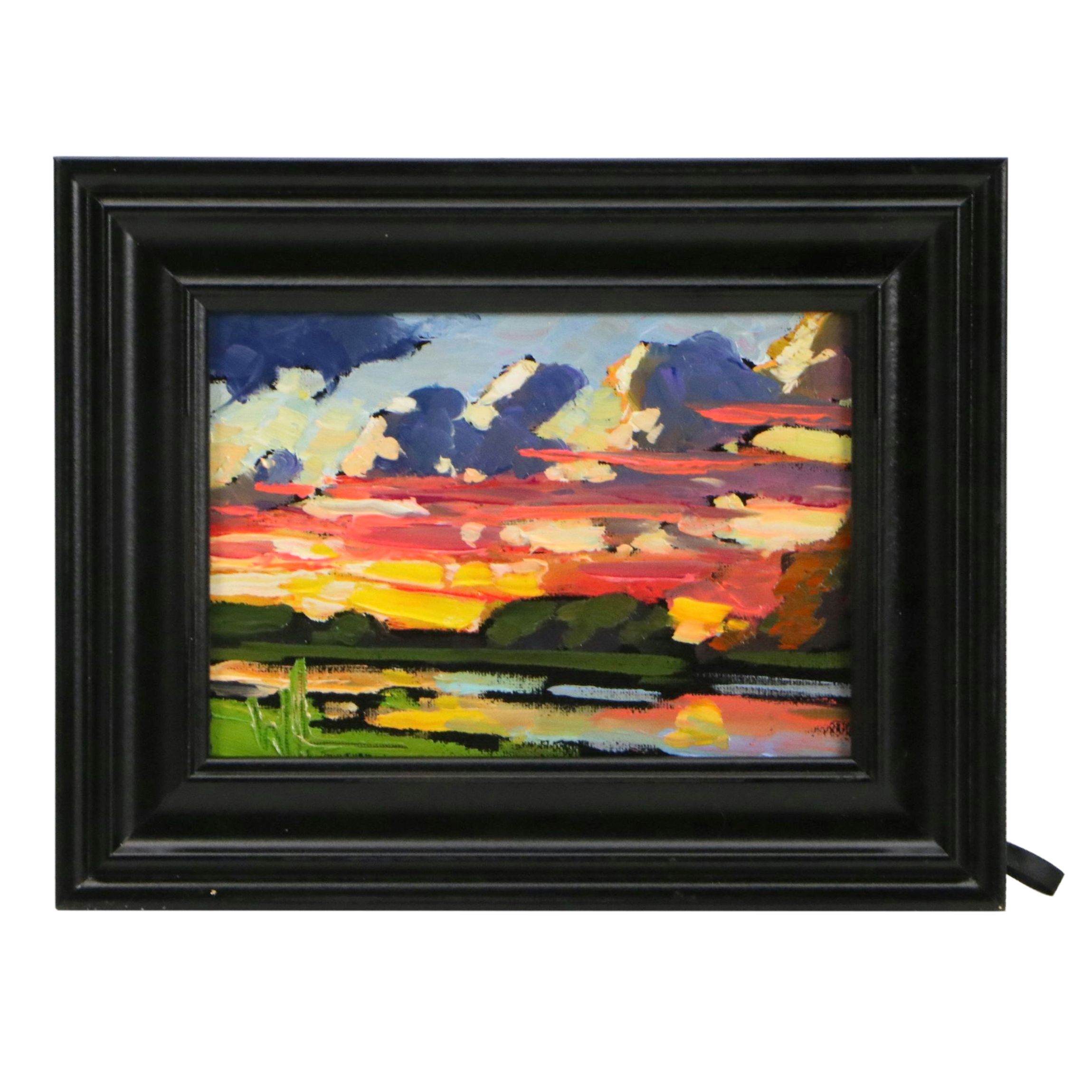 William Hawkins Oil Painting of Landscape at Sunset, 2026