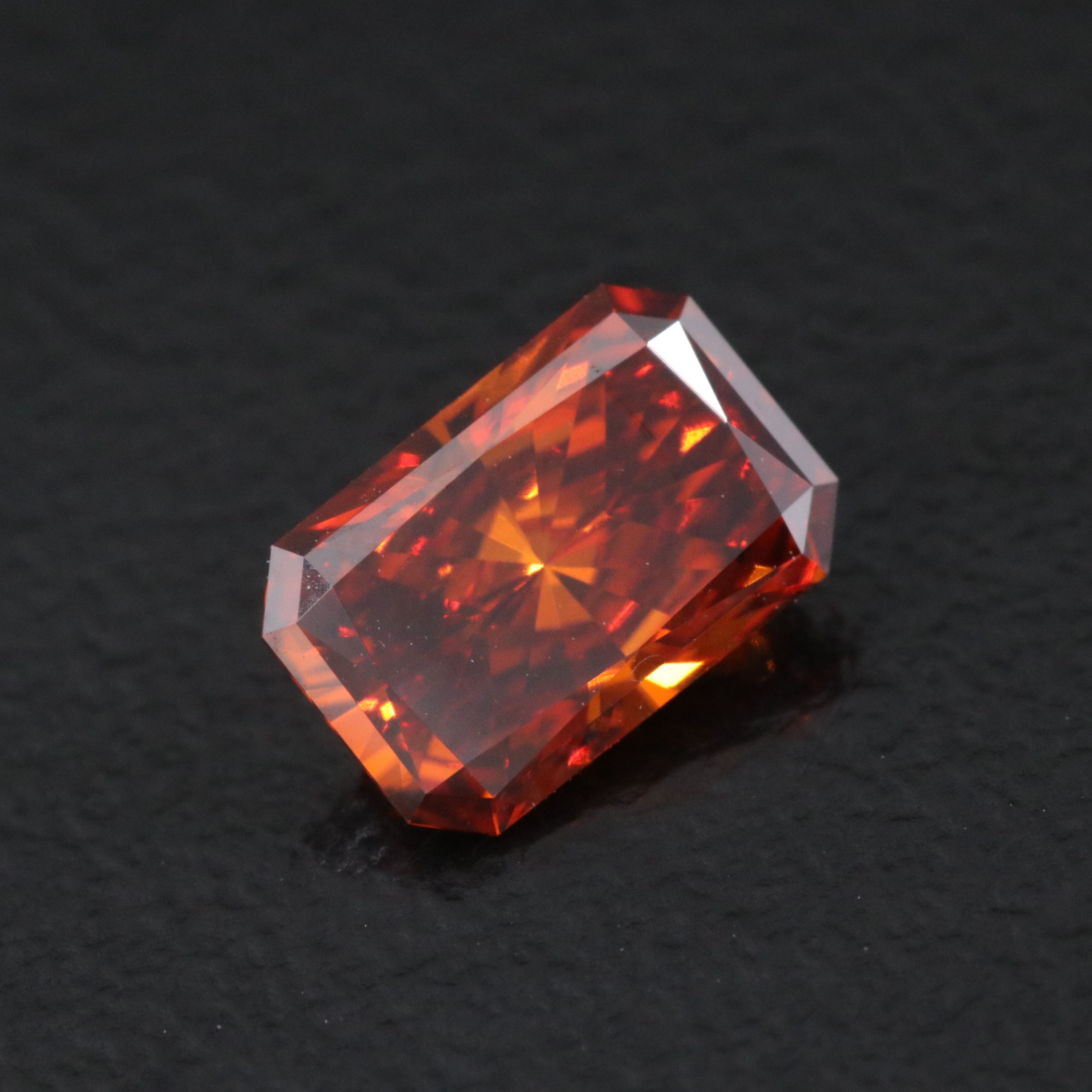 Loose 1.01 CT Lab Grown Fancy Vivid Orange Diamond with IGI Report