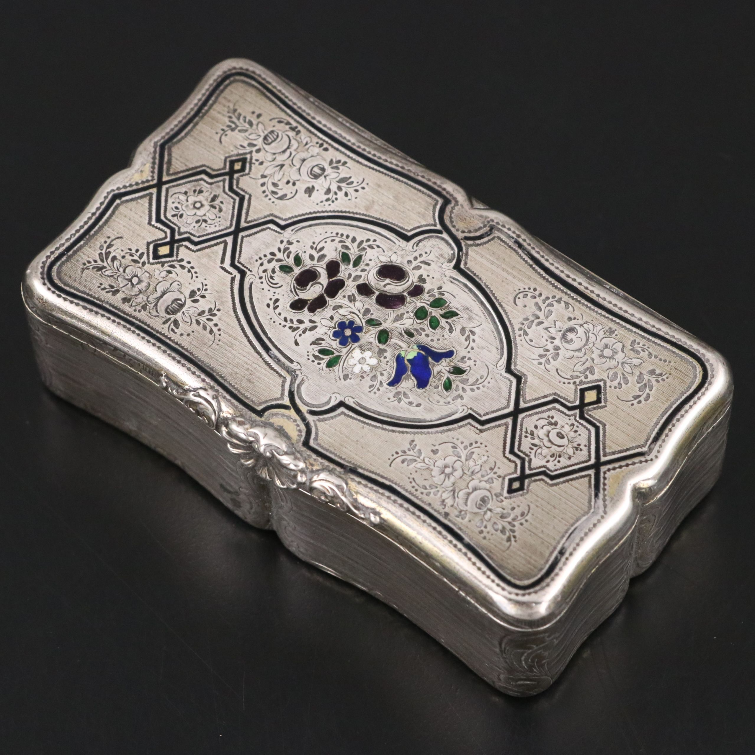 French Gold-Washed Cloisonné Sterling Decorative Box