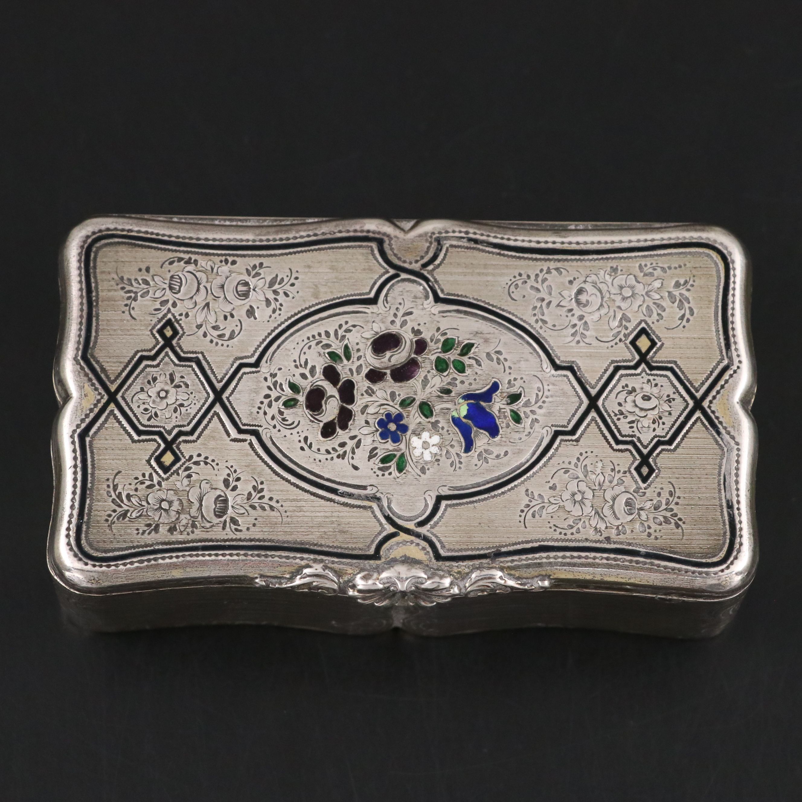 French Gold-Washed Cloisonné Sterling Decorative Box