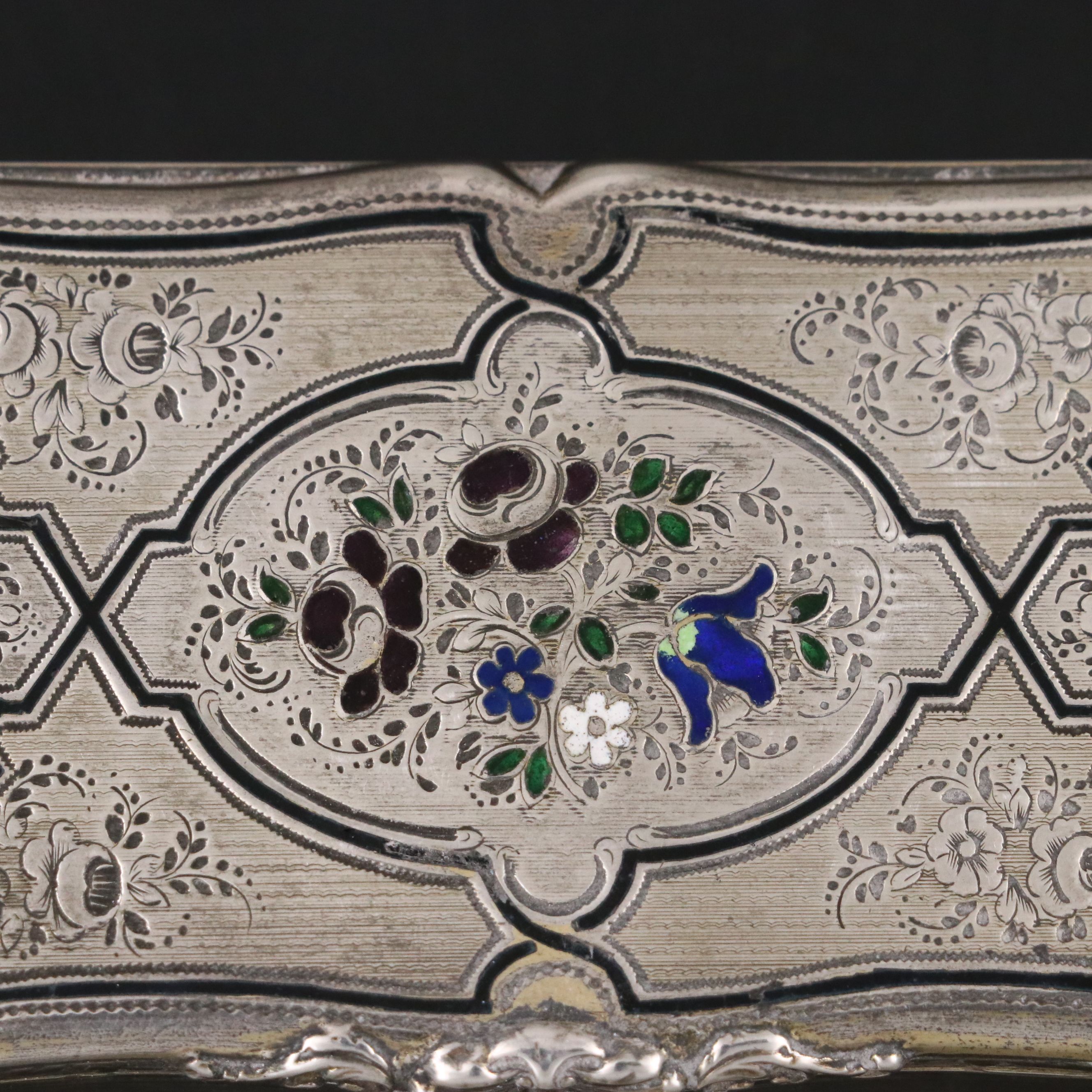 French Gold-Washed Cloisonné Sterling Decorative Box