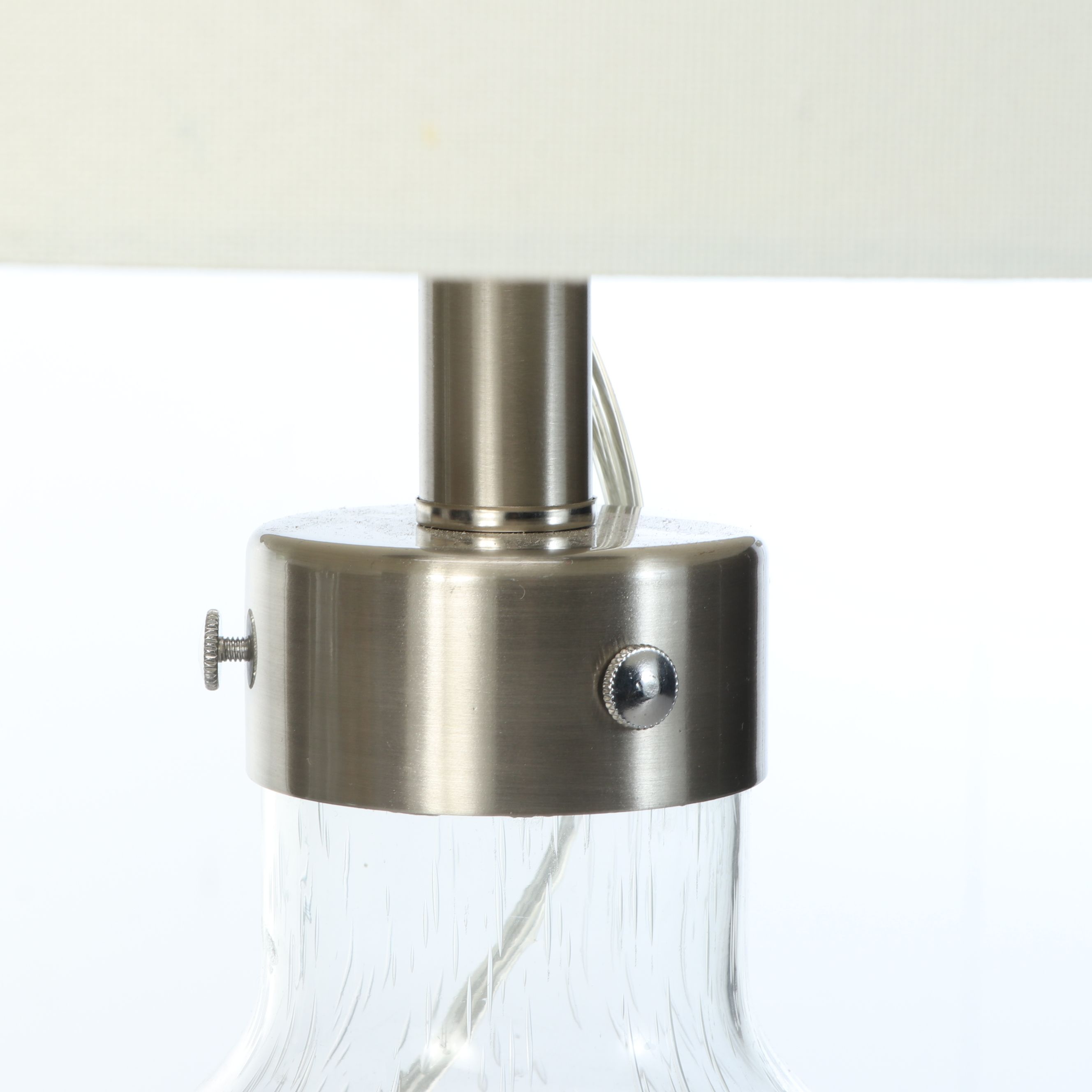 Clear Seed Glass Jug Table Lamps with Drum Shades