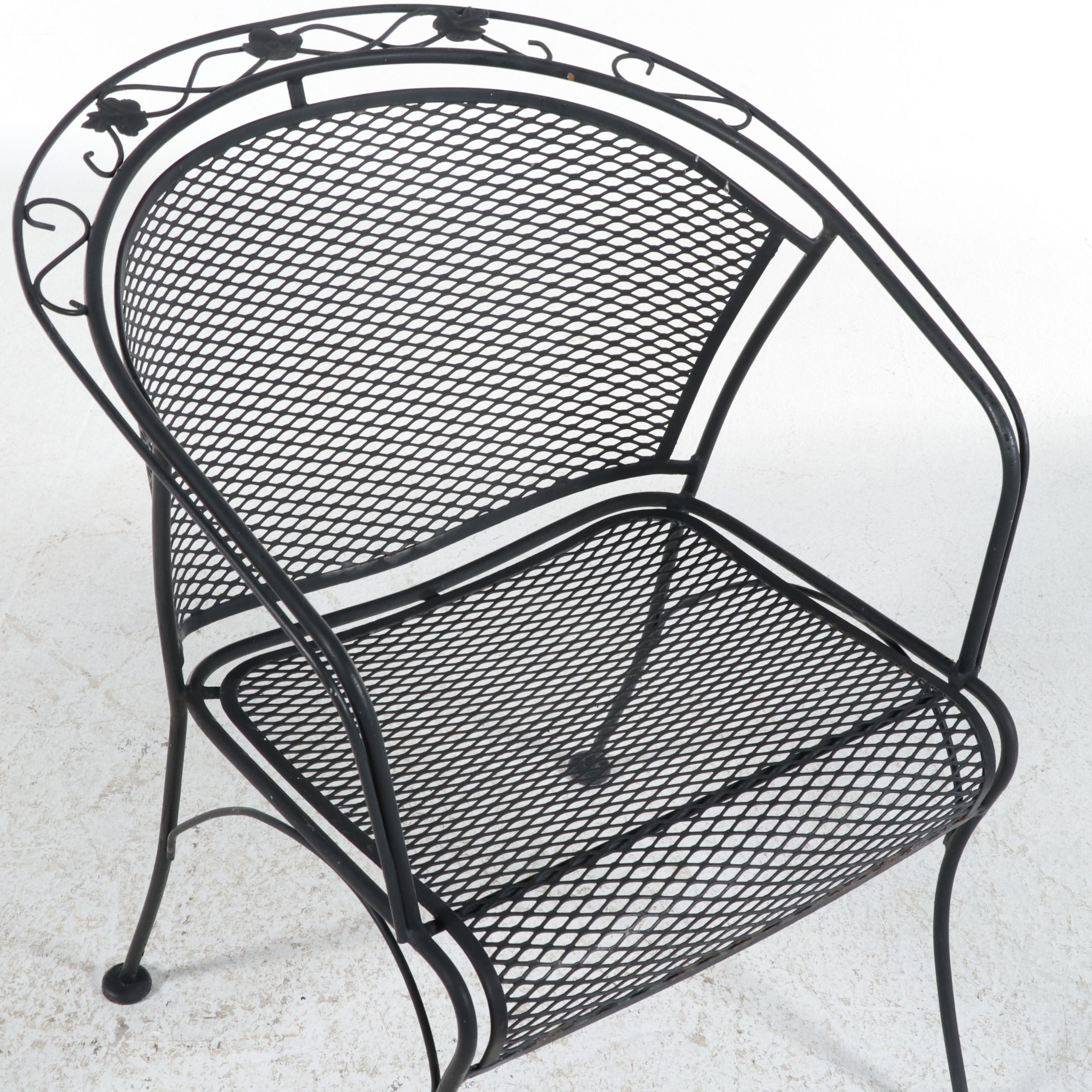 Pair of Wrought Iron Patio Chairs with Glass-Top Accent Table