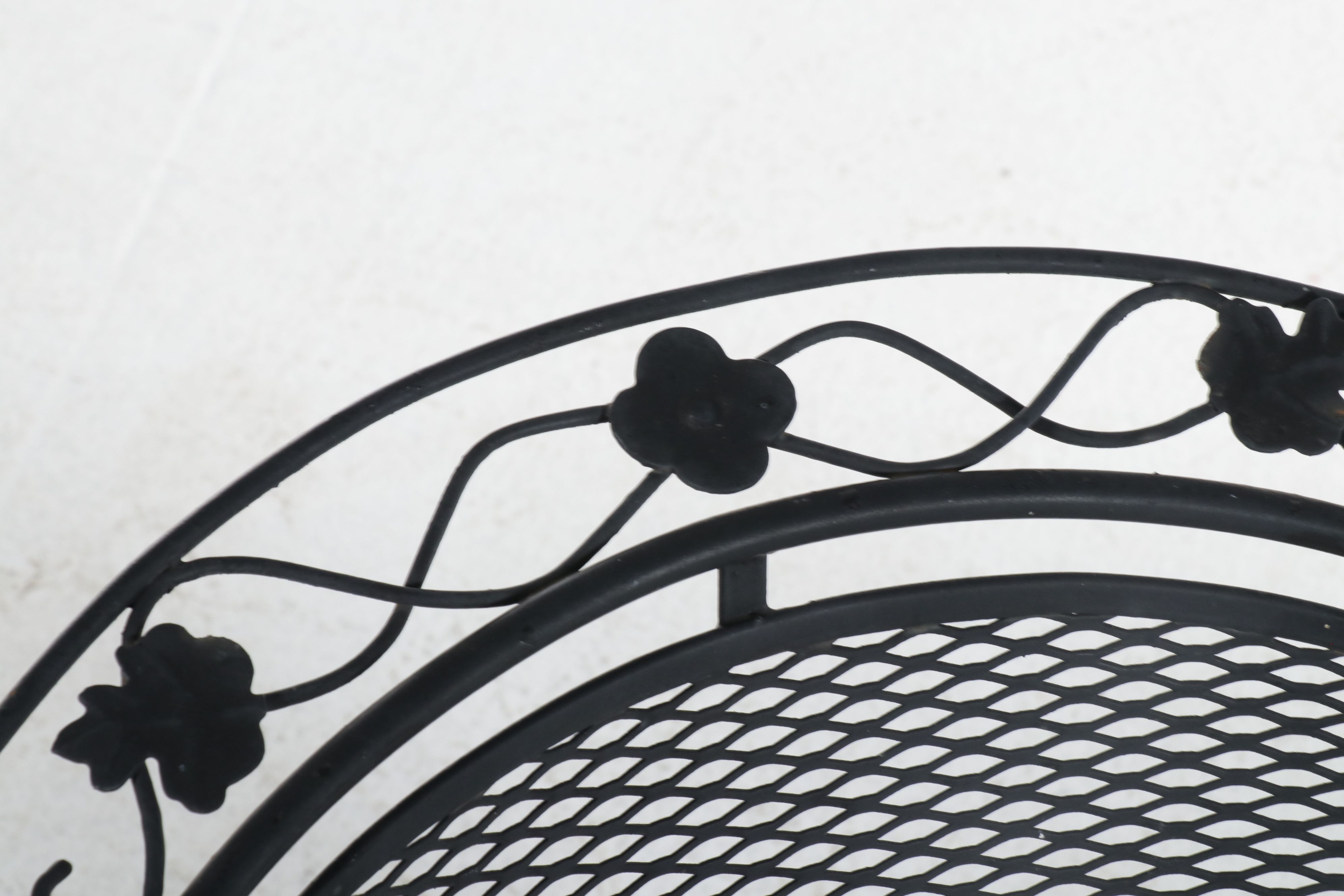 Pair of Wrought Iron Patio Chairs with Glass-Top Accent Table