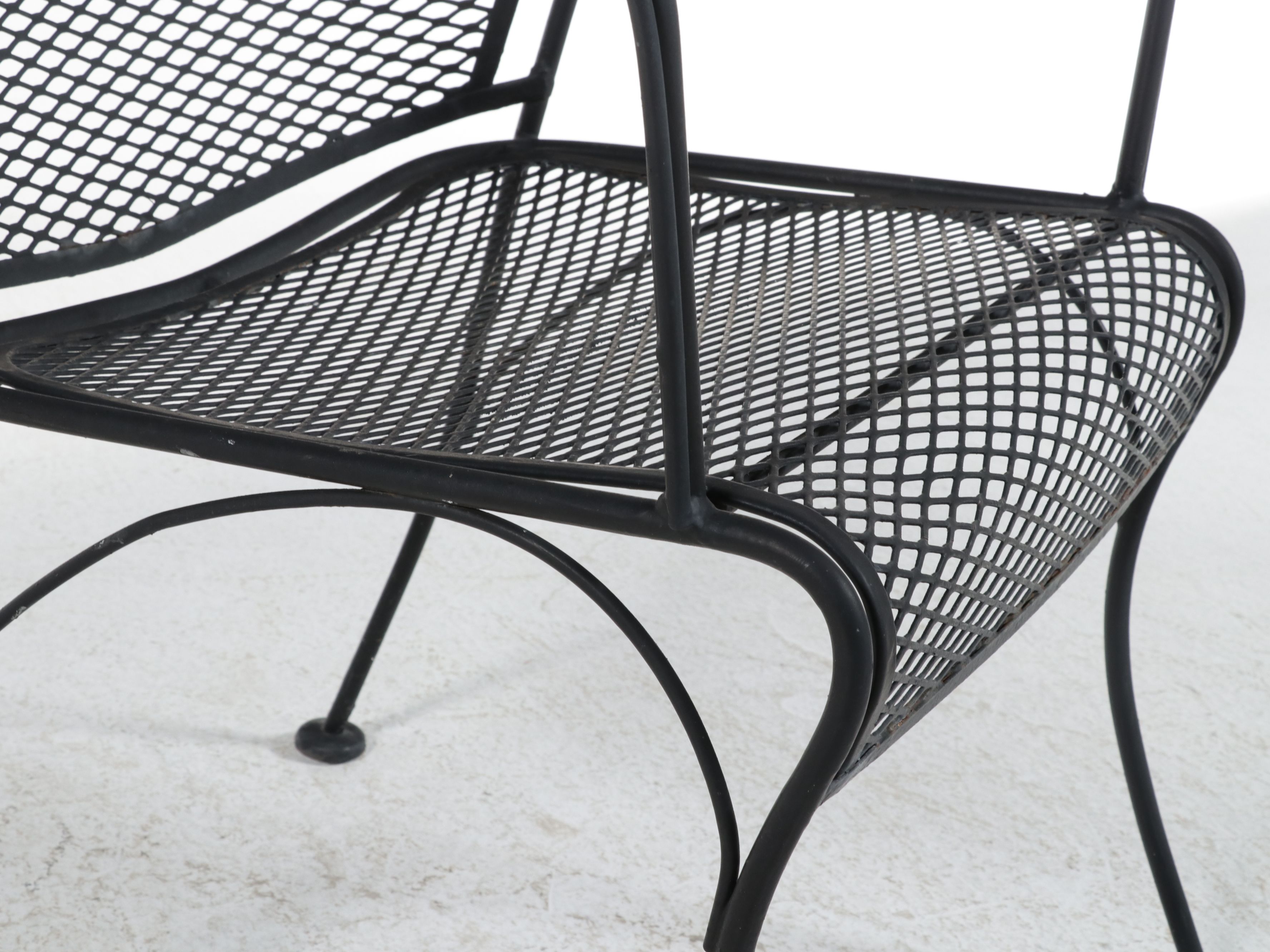 Pair of Wrought Iron Patio Chairs with Glass-Top Accent Table