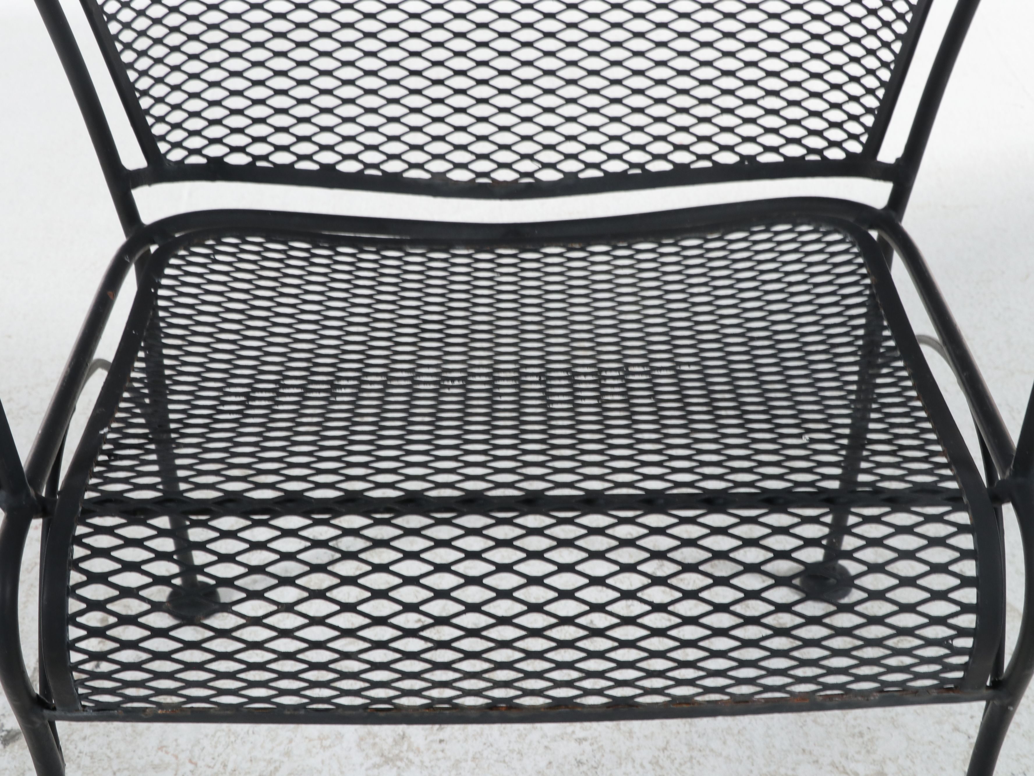 Pair of Wrought Iron Patio Chairs with Glass-Top Accent Table