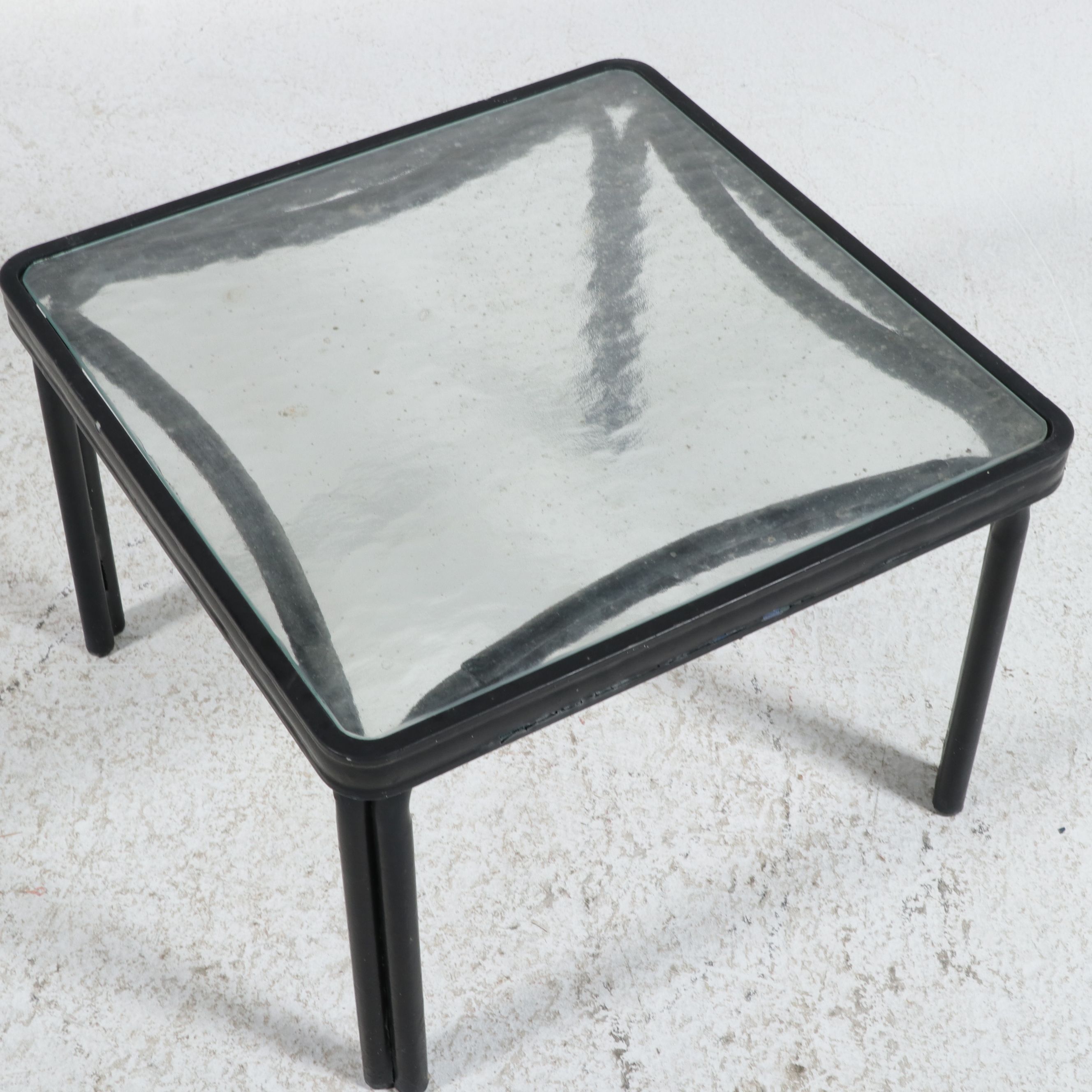 Pair of Wrought Iron Patio Chairs with Glass-Top Accent Table