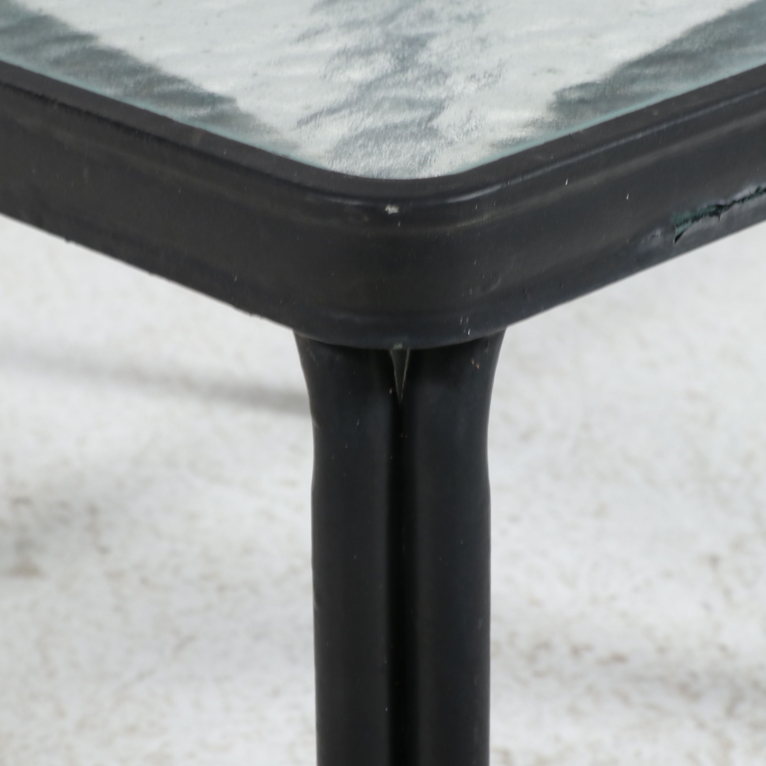Pair of Wrought Iron Patio Chairs with Glass-Top Accent Table