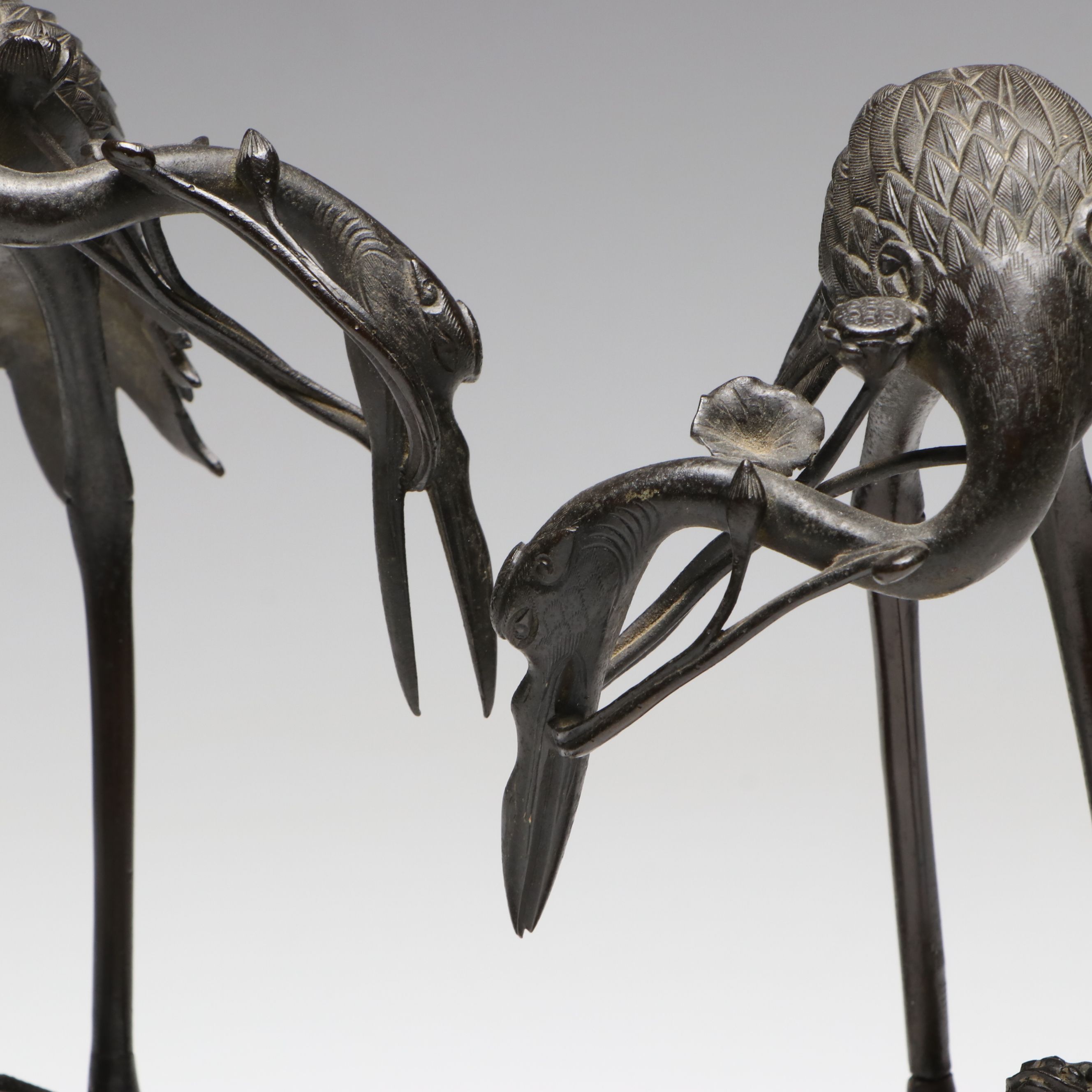 Chinese Bronze Cranes on Turtles