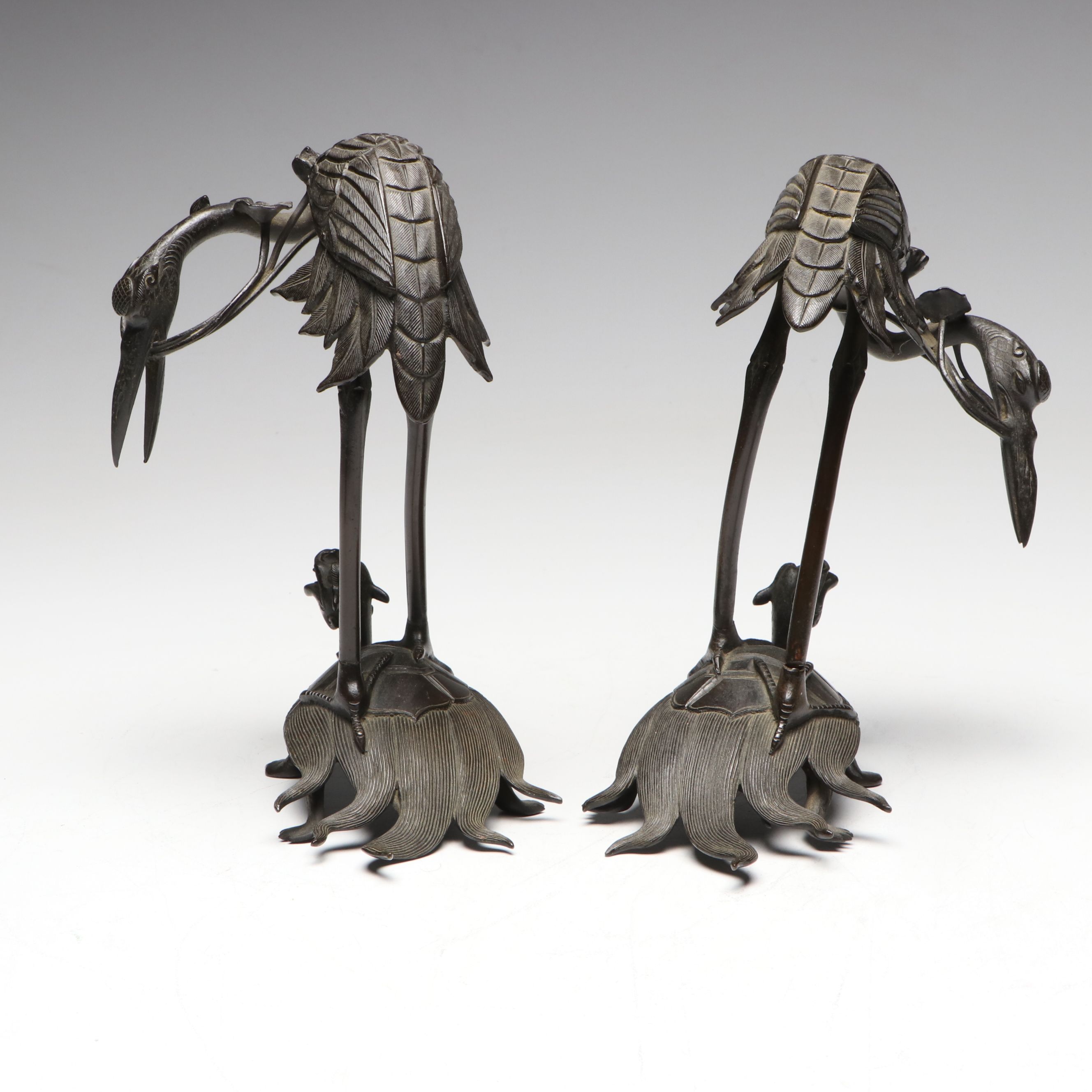 Chinese Bronze Cranes on Turtles