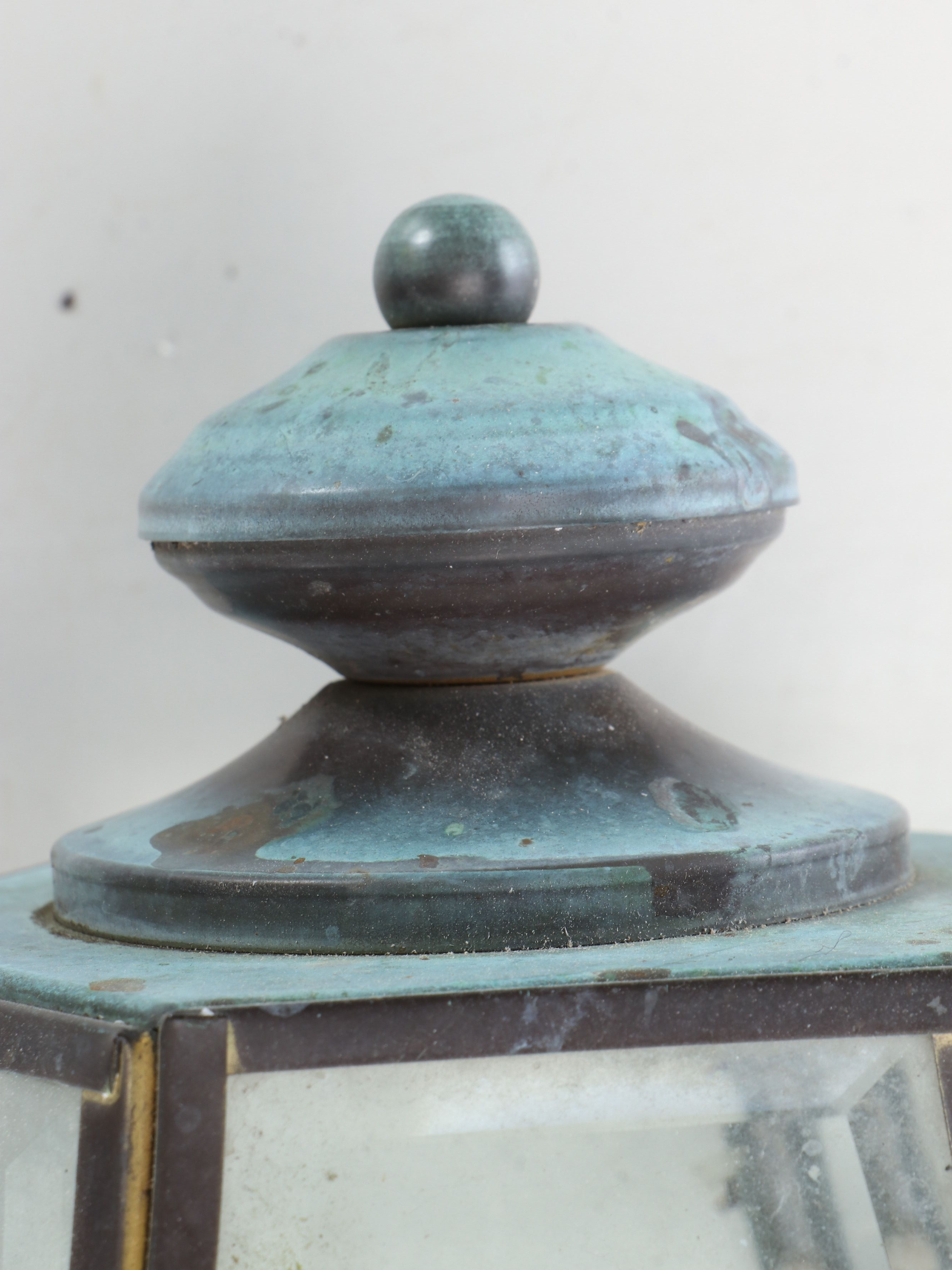 Beveled Glass and Brass Outdoor Wall Lanterns