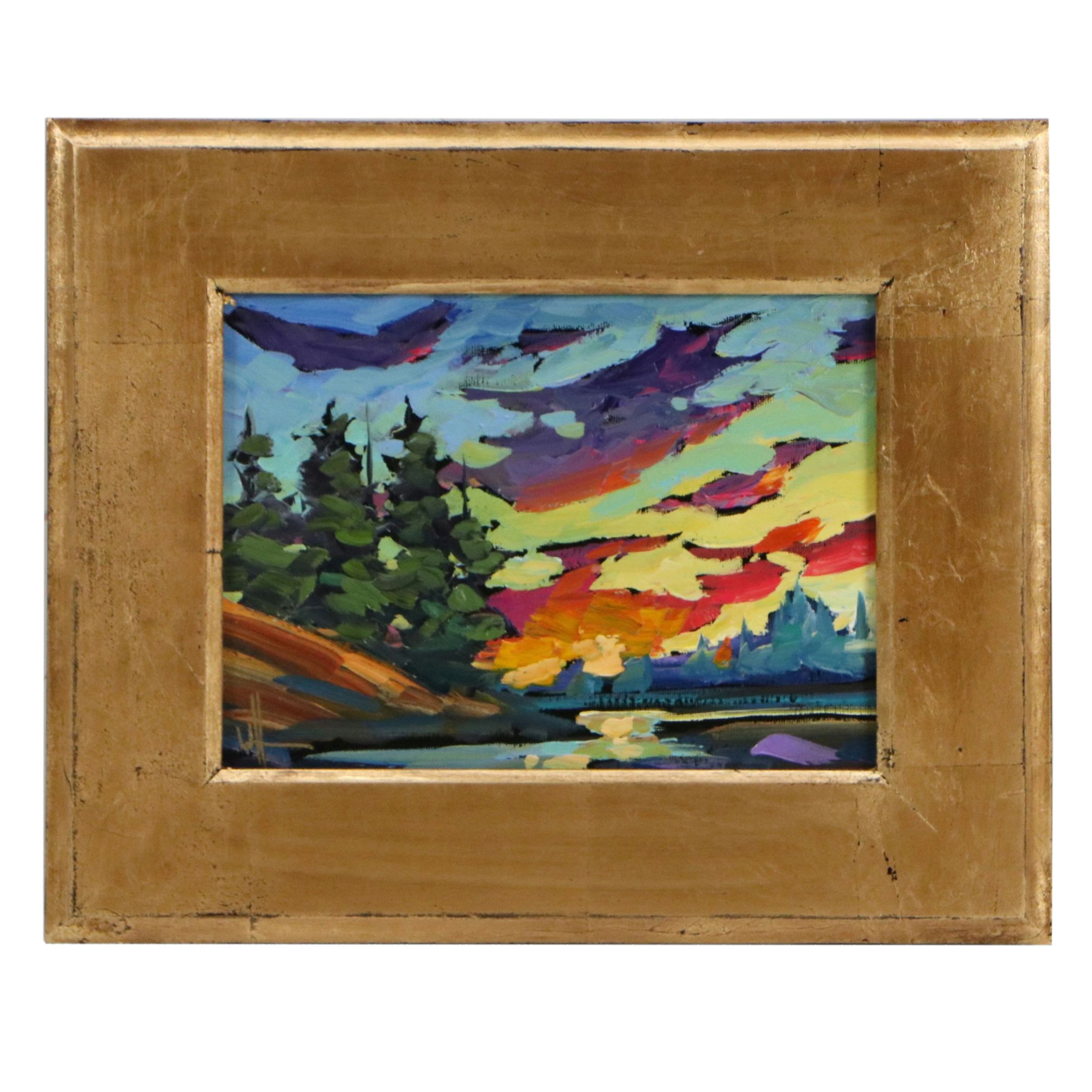 William Hawkins Oil Painting of Landscape at Sunset, 2025