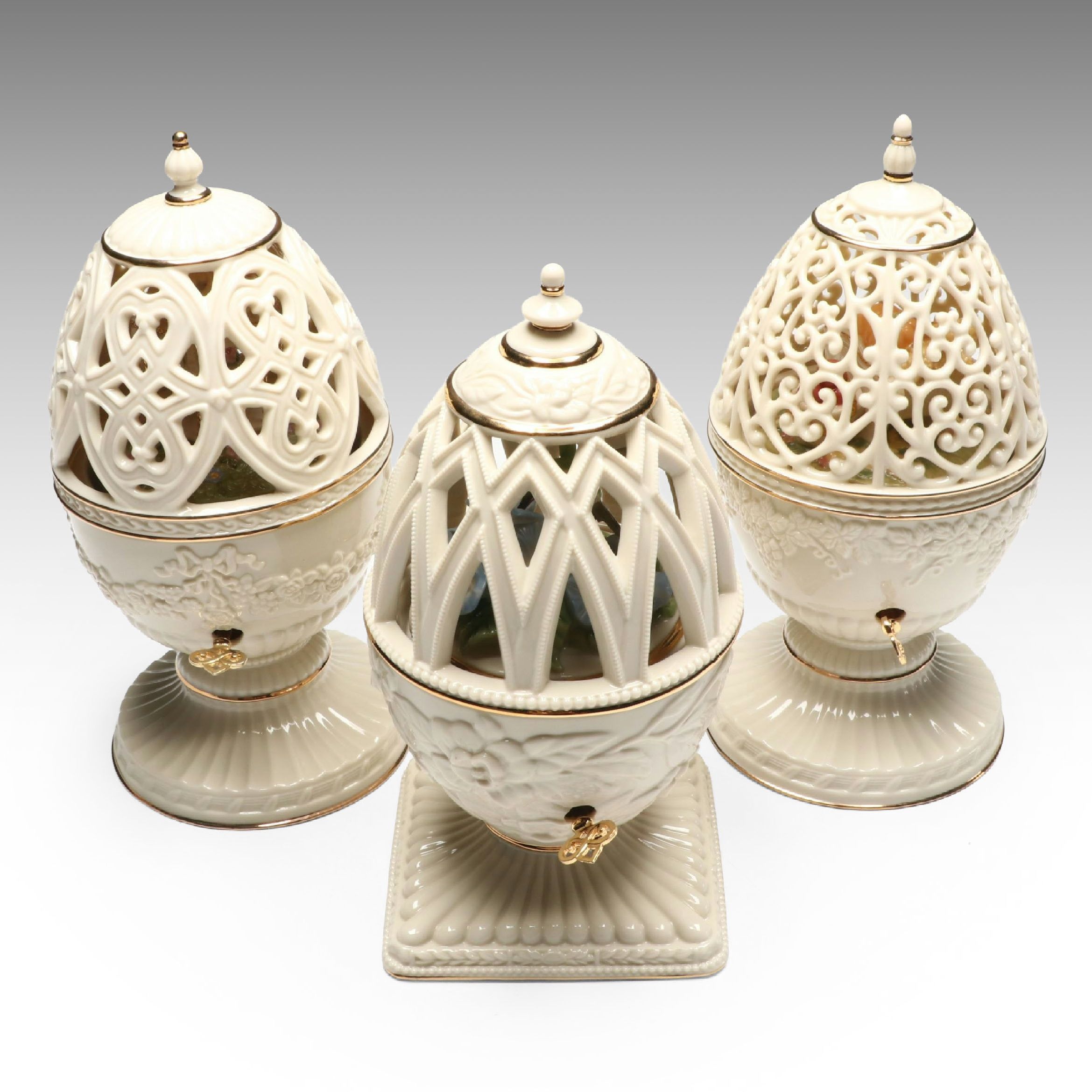 Lenox "La Primavera," "Summertime," and "Autumn Leaves" Musical Eggs