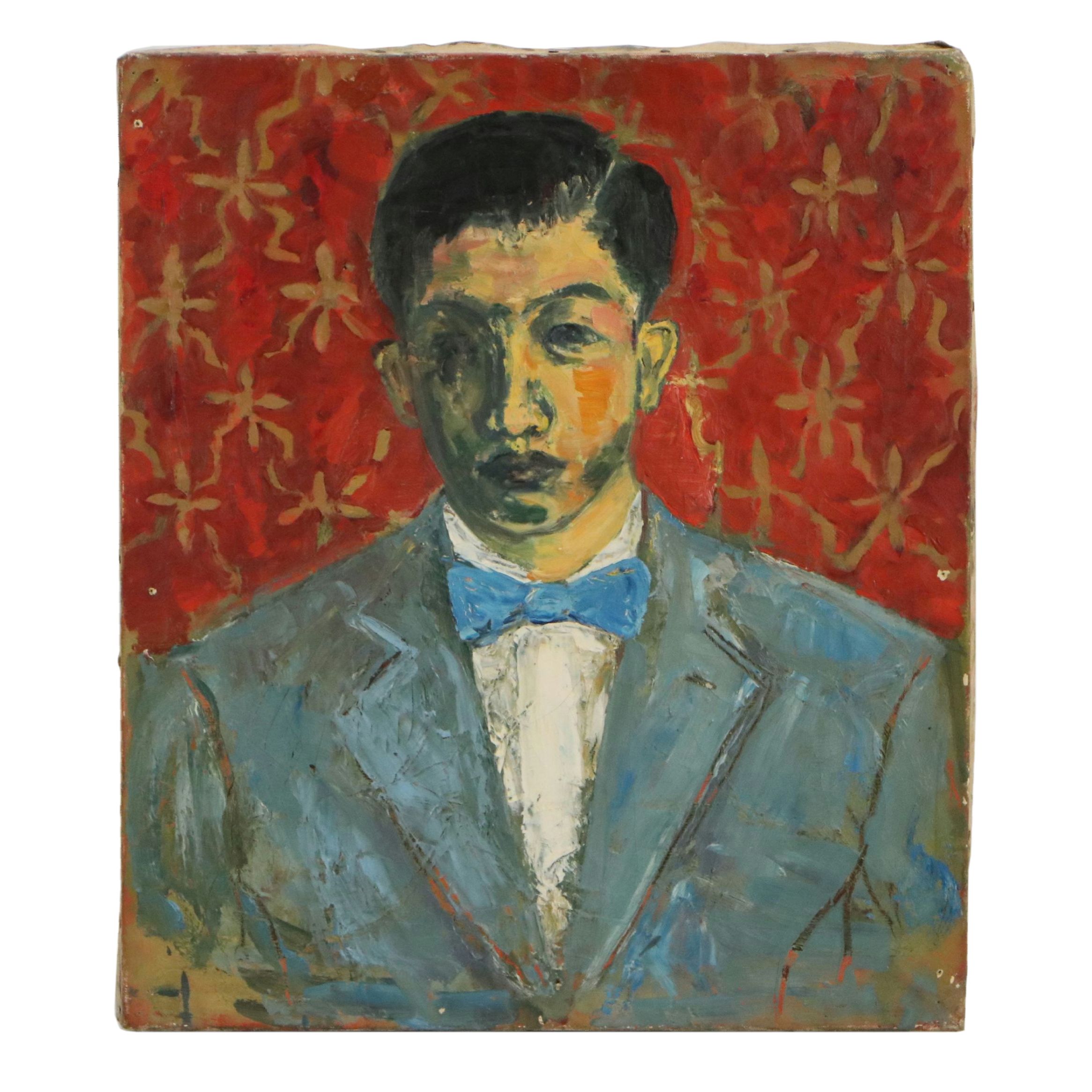 Oil Painting Portrait of Man in Suit, Circa 1954