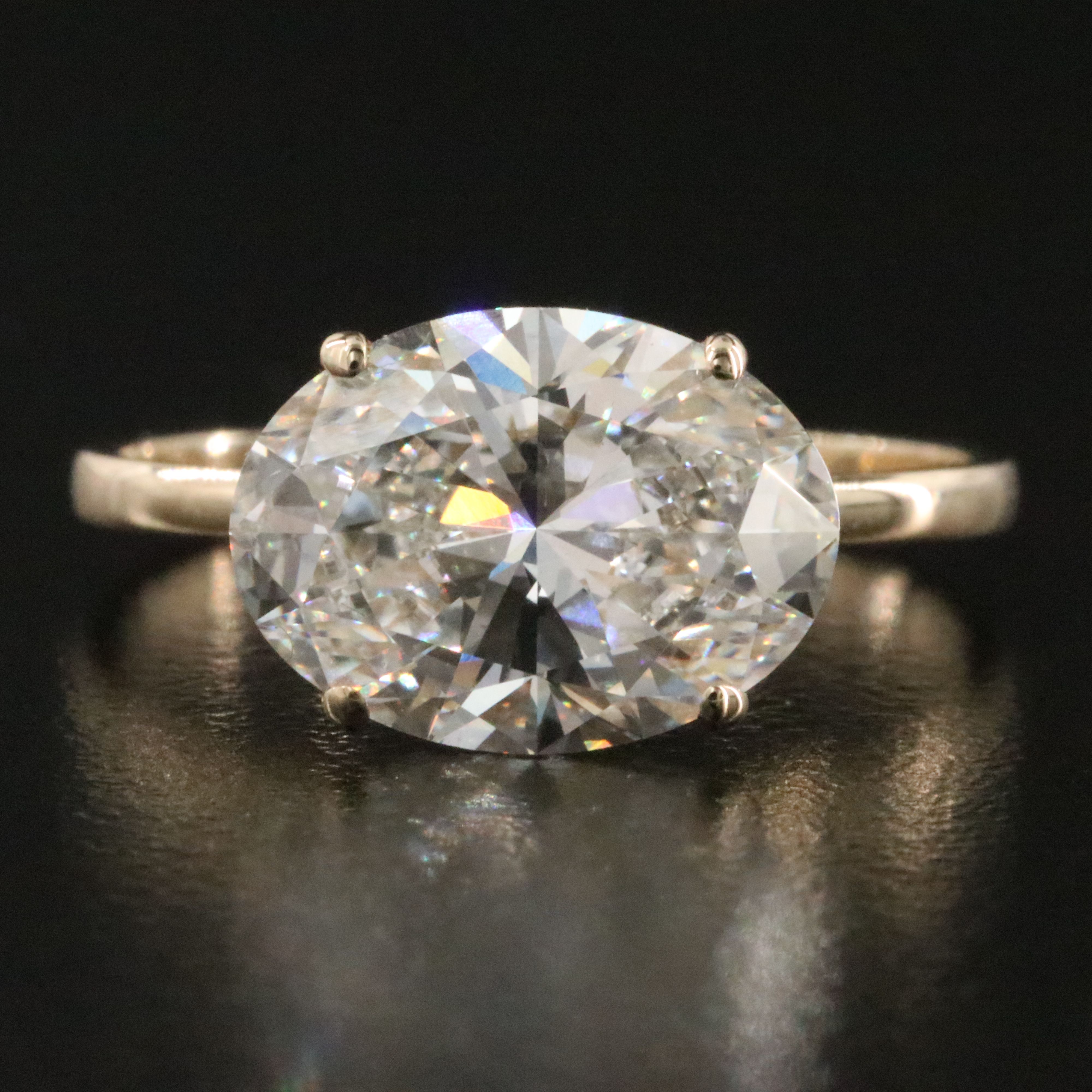 14K 3.41 CT Lab Grown Diamond East-West Solitaire Ring with IGI Report