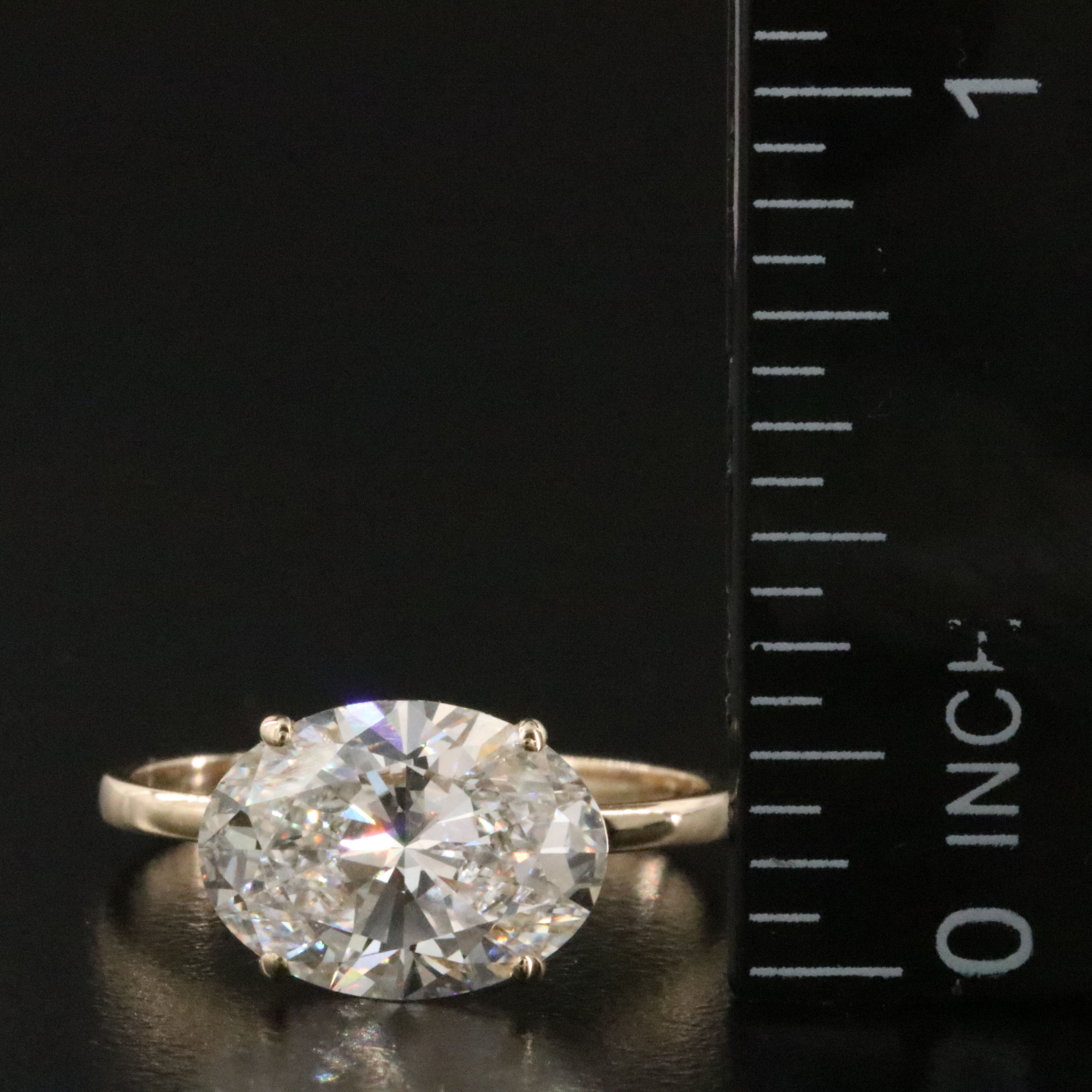 14K 3.41 CT Lab Grown Diamond East-West Solitaire Ring with IGI Report