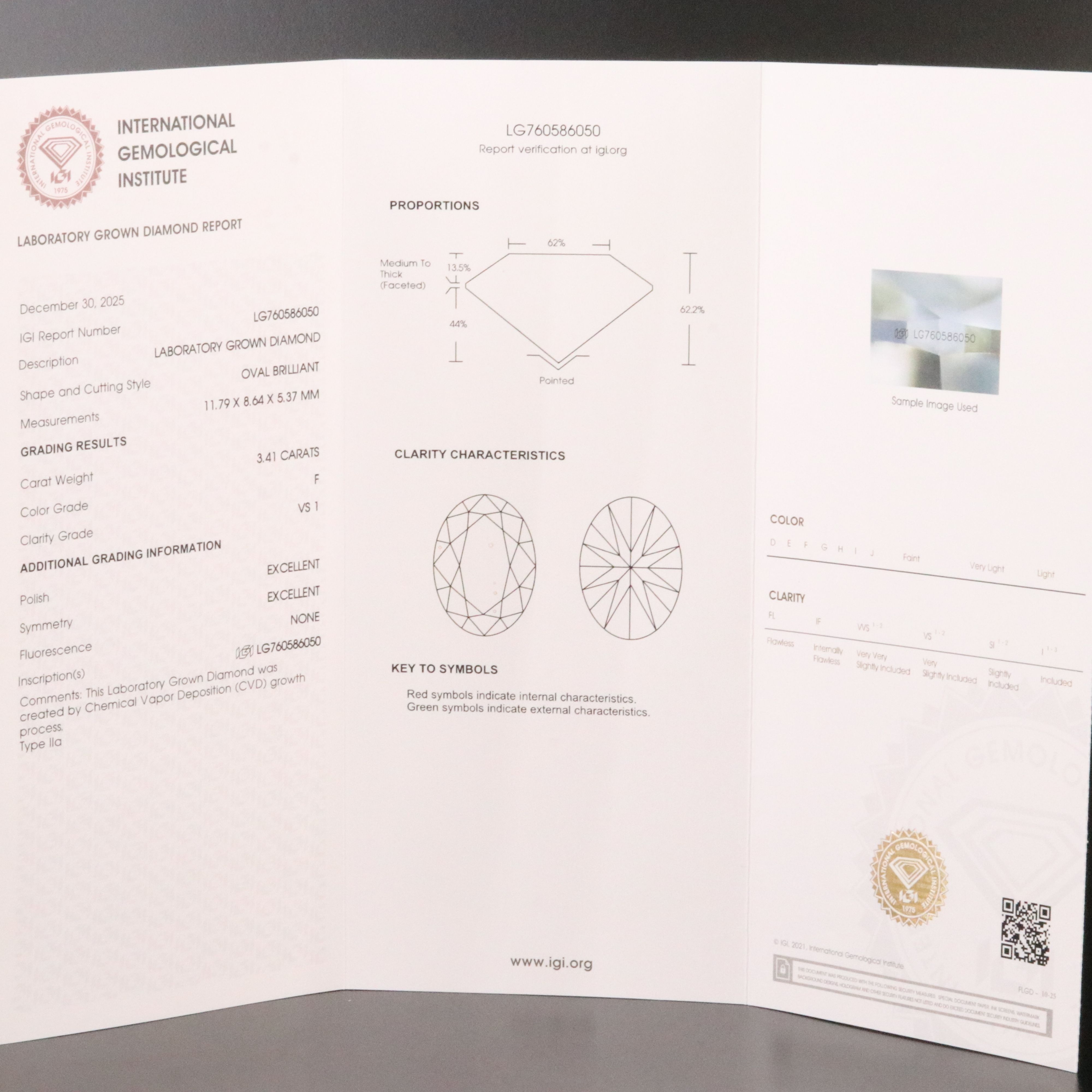 14K 3.41 CT Lab Grown Diamond East-West Solitaire Ring with IGI Report