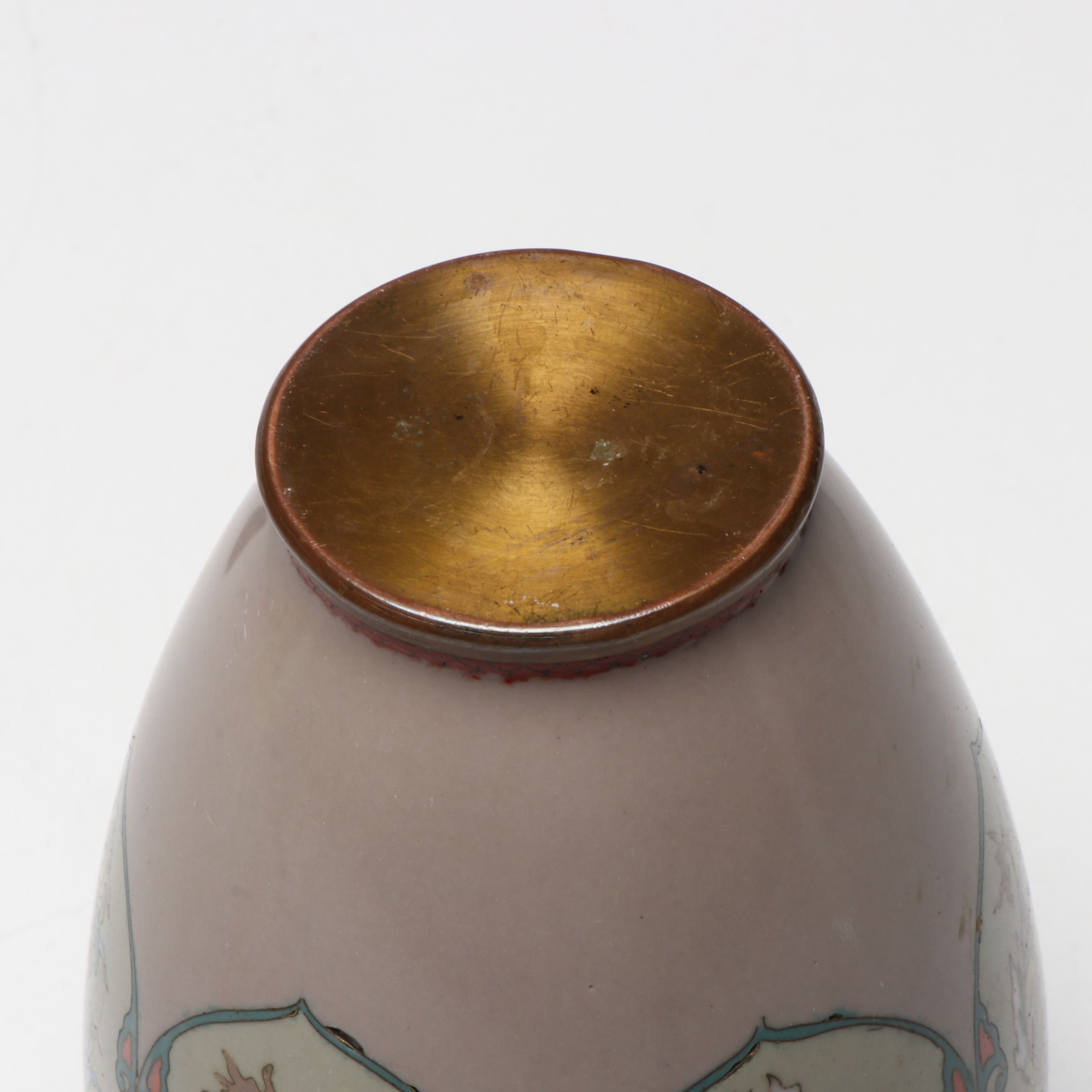 Thai or Chinese Bencharong Style Enameled Metal Jar