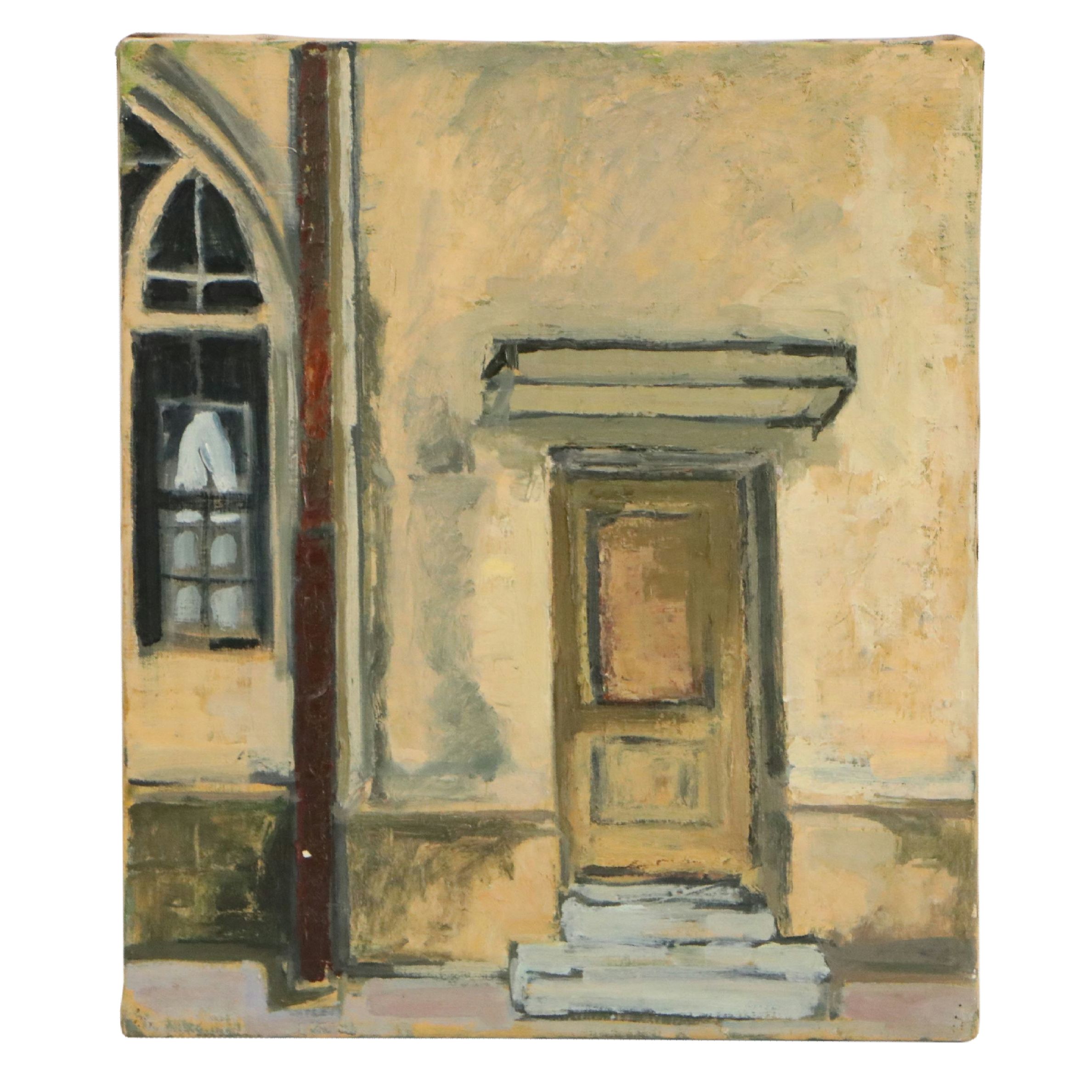 Two Oil Paintings of Building Exteriors, Circa 1954