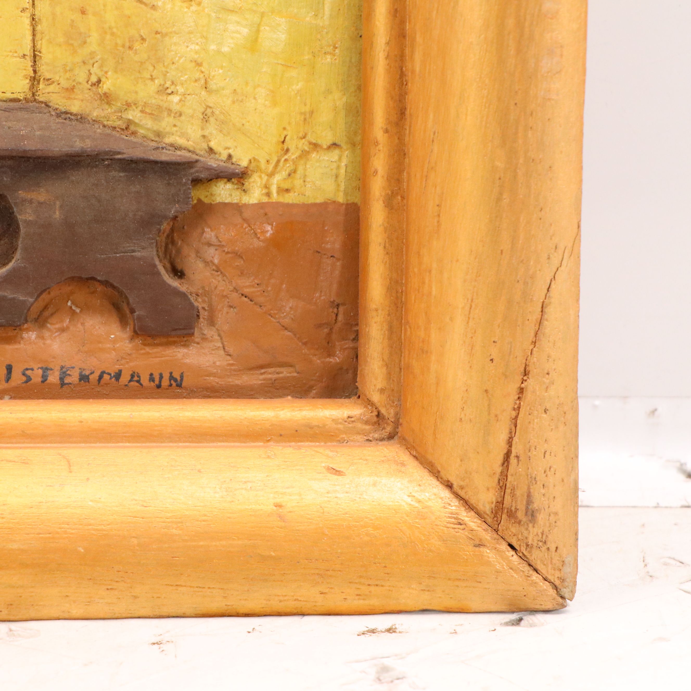 M. L. Listermann Folk Art Carved Wood Diorama Relief, Circa 1970
