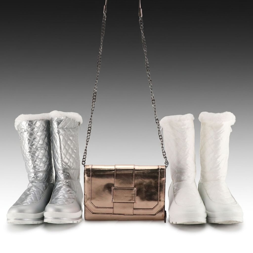 International Concepts Metallic Rose Gold Crossbody Bag, Other Quilted Ski Boots