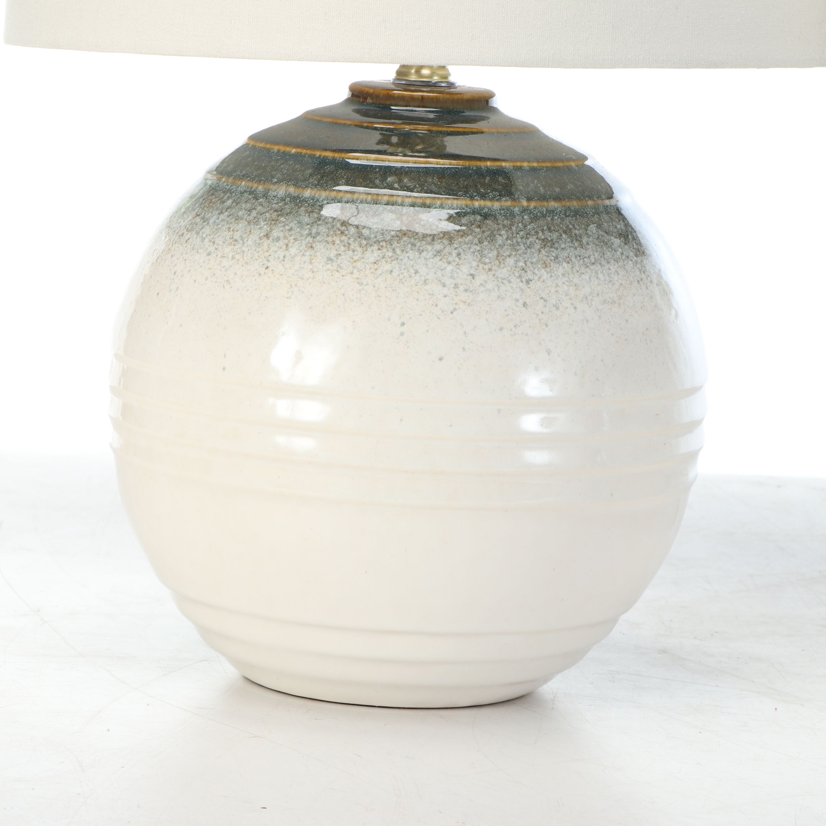 Blue Spatter Glaze Ceramic Sphere Table Lamps