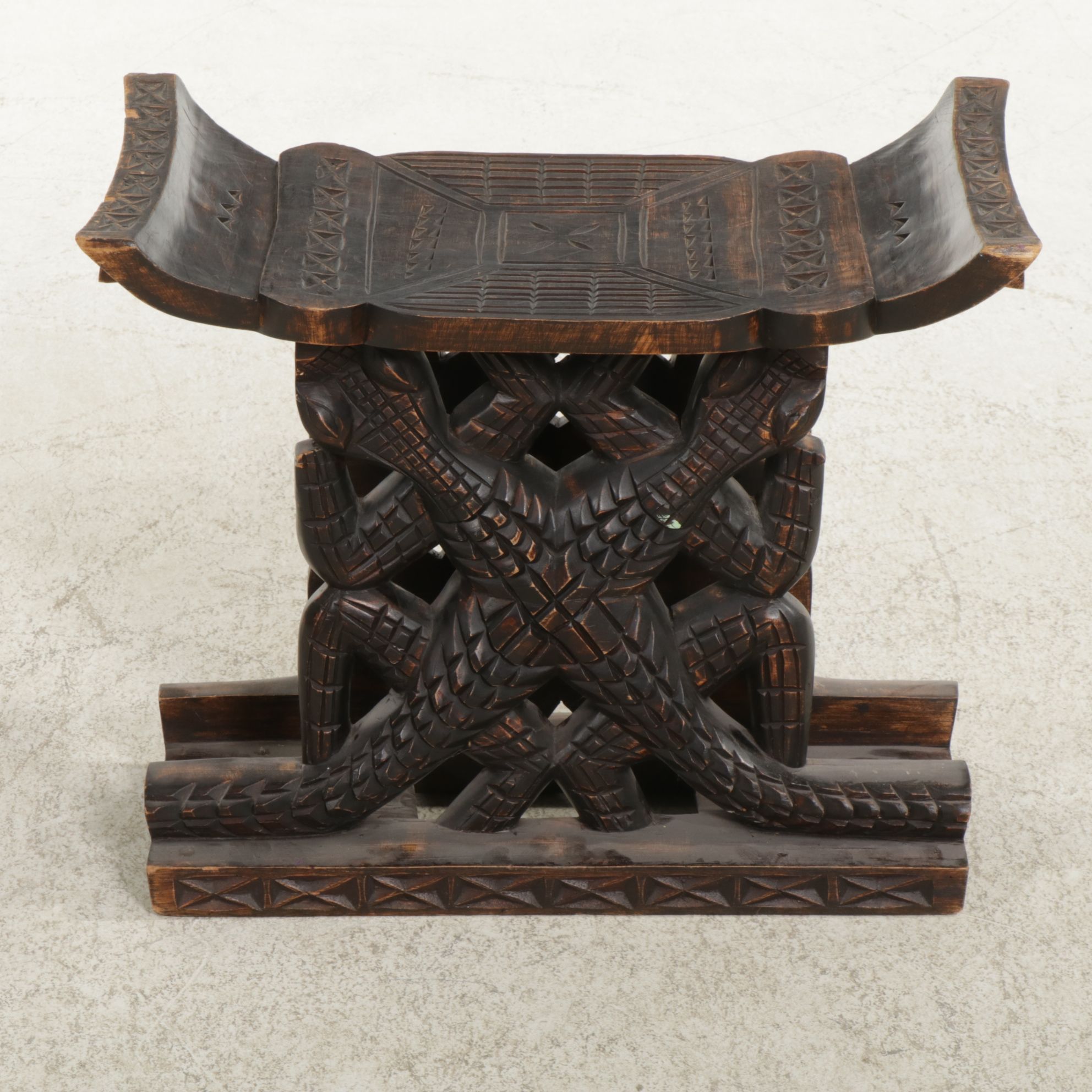 Ashanti Carved Wood Stool, Late 20th Century