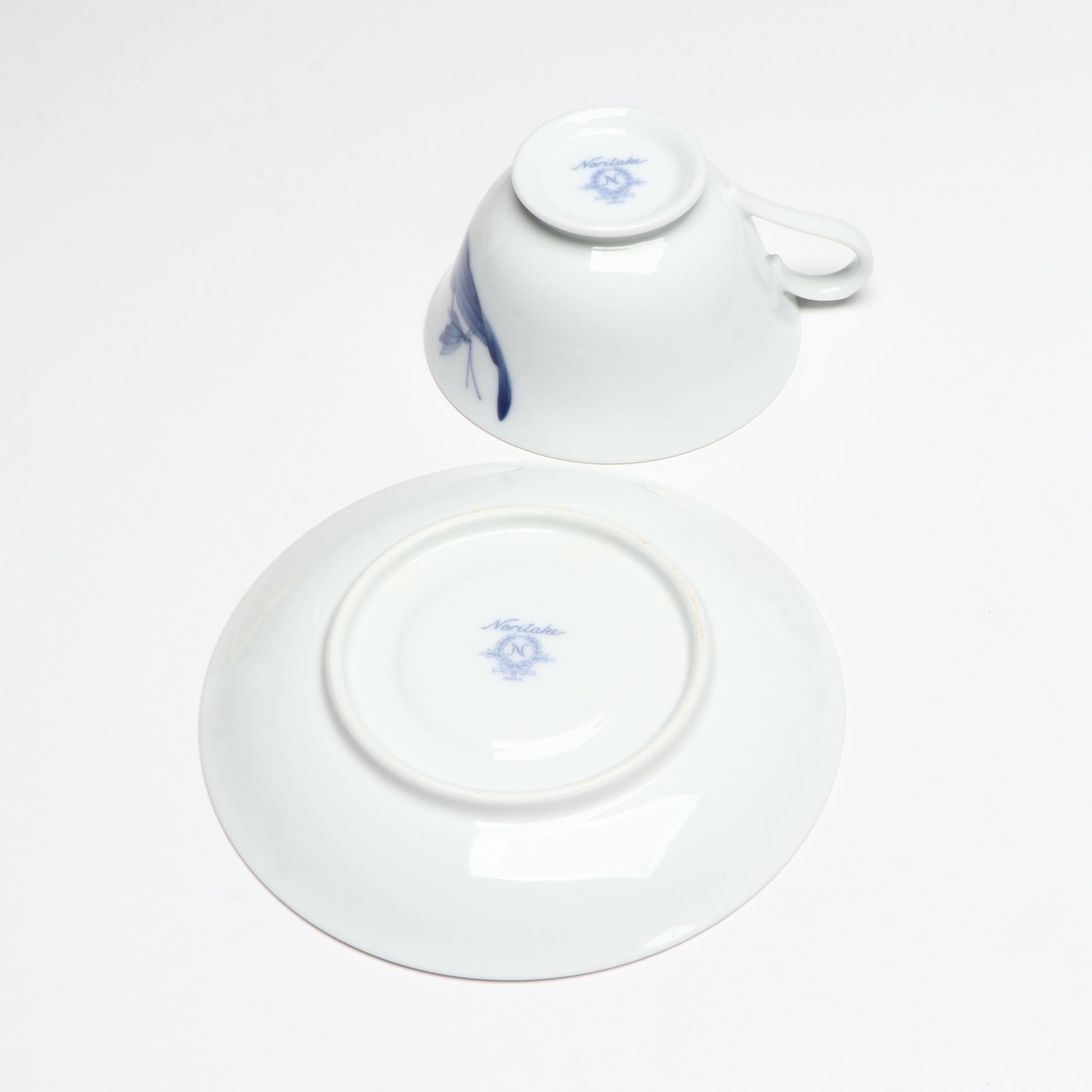 Noritake Blue Floral Porcelain Teapot, Plates and Teacups