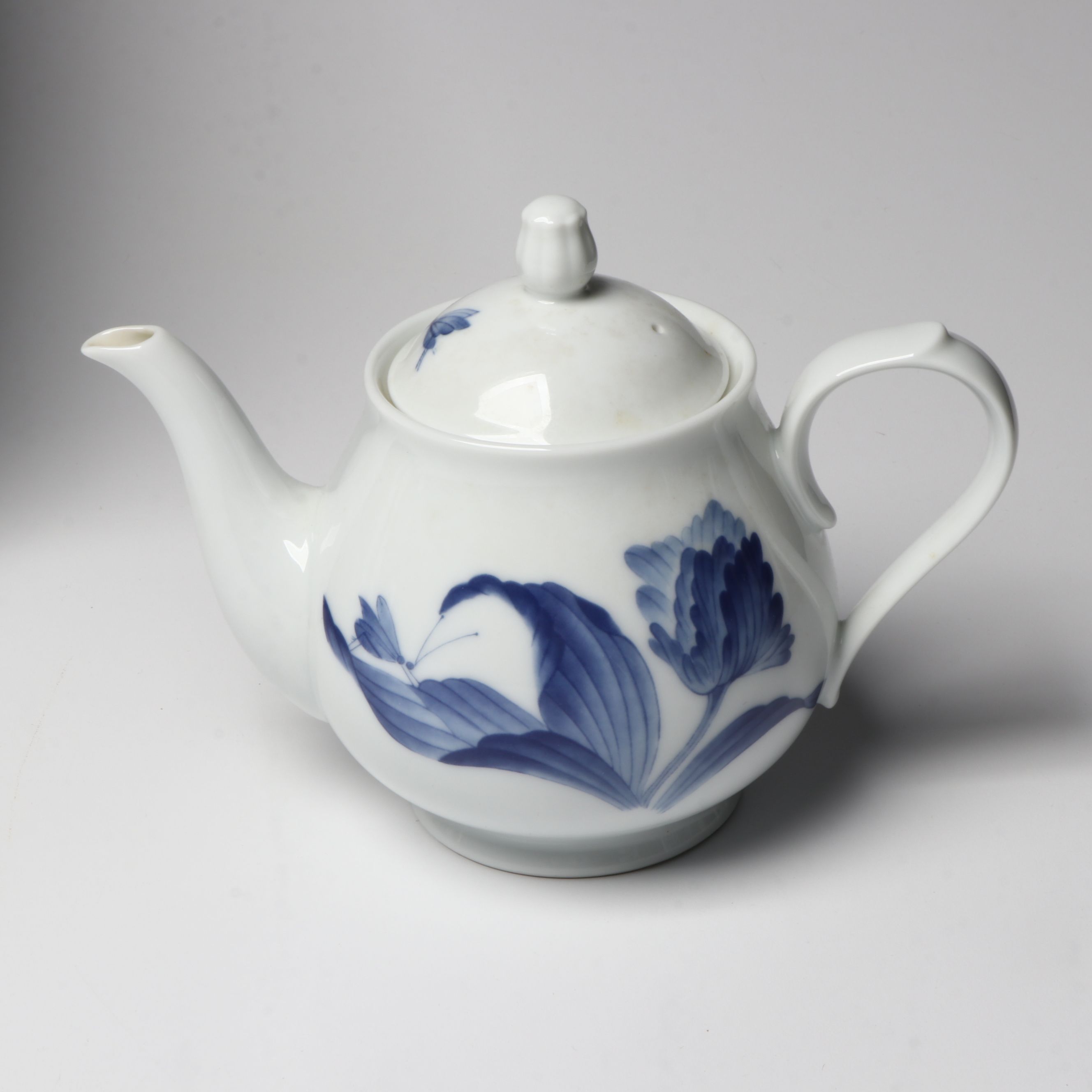 Noritake Blue Floral Porcelain Teapot, Plates and Teacups