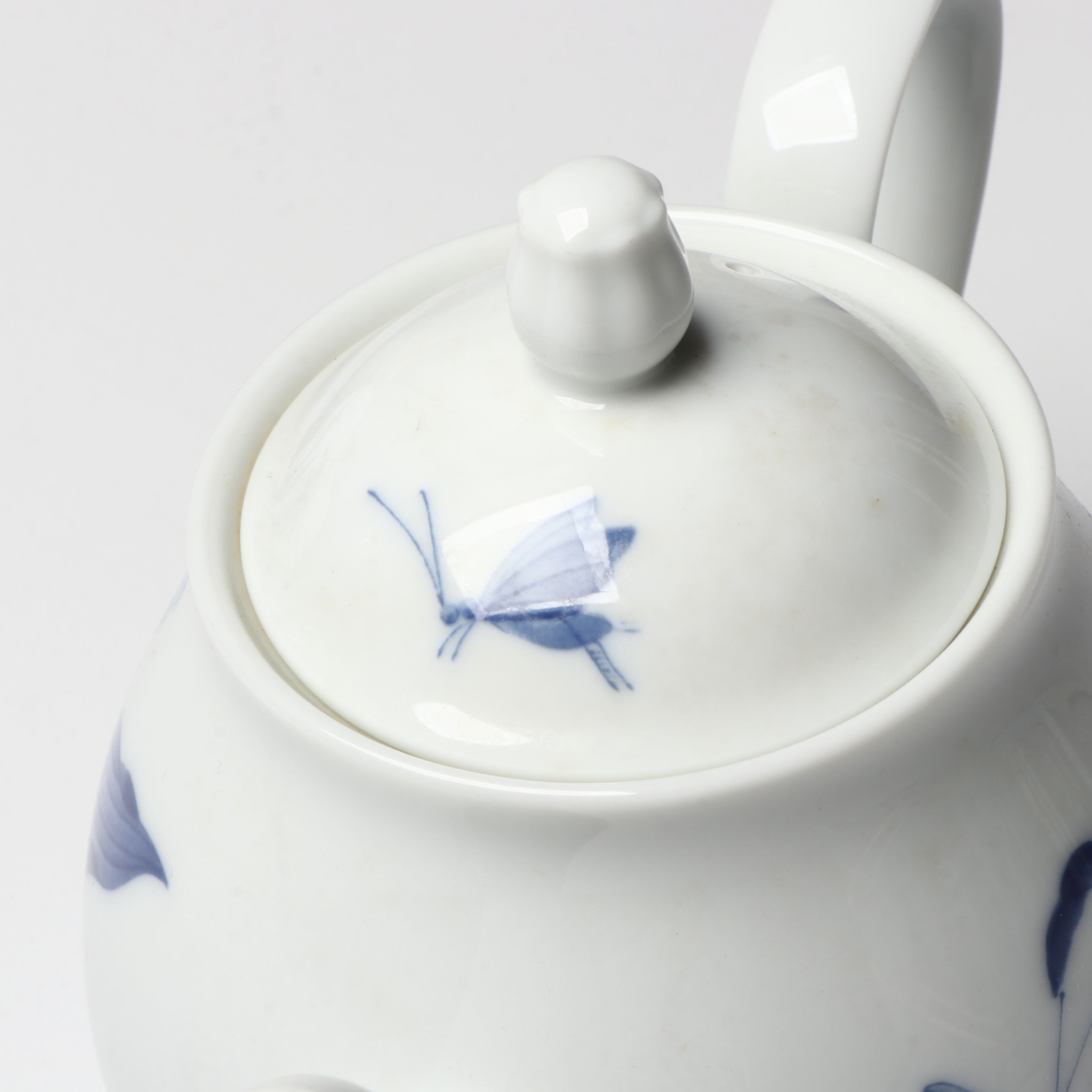 Noritake Blue Floral Porcelain Teapot, Plates and Teacups