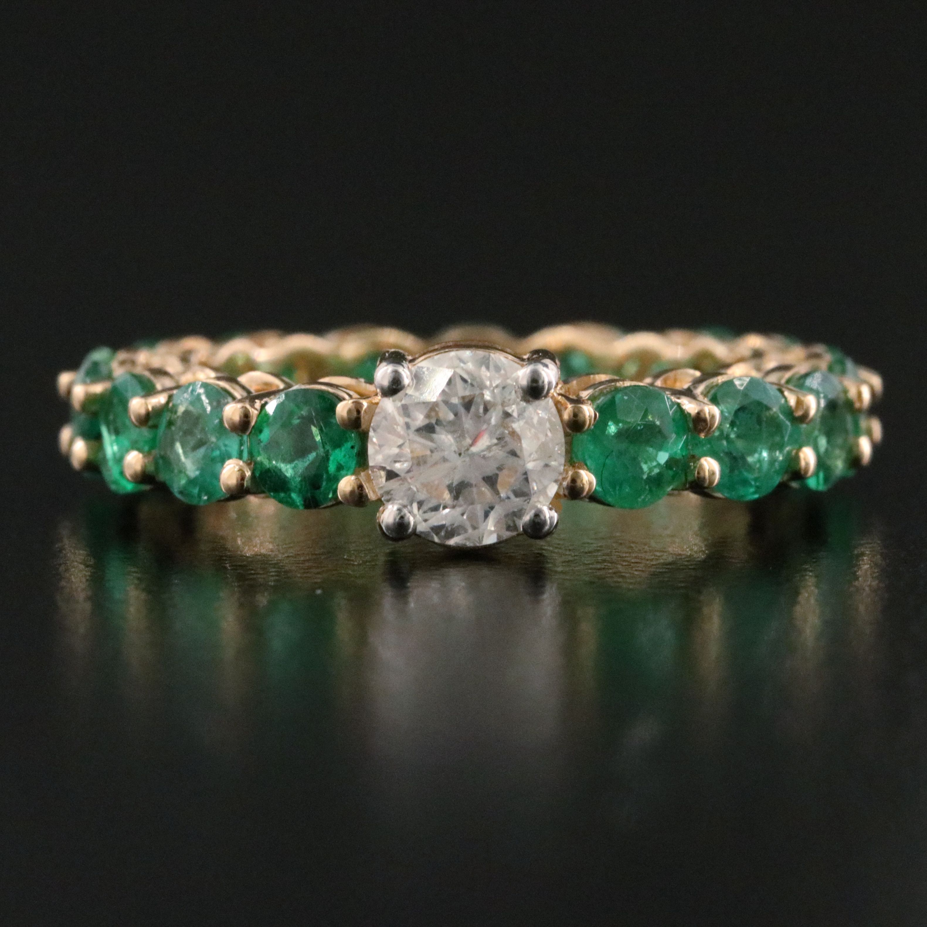 18K Diamond and 2.80 CTW Emerald Eternity Band