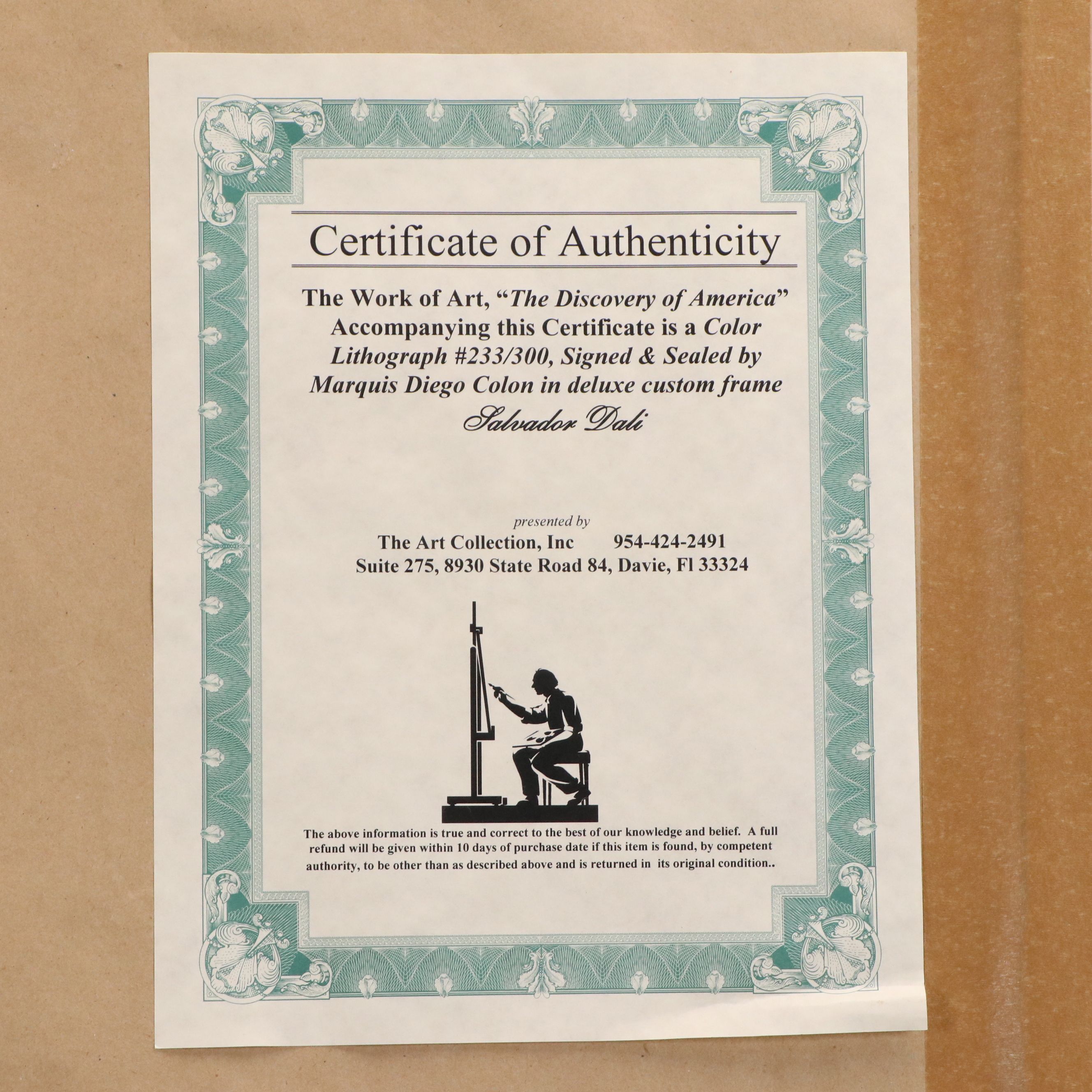 Diego Colón Signed After Salvador Dalí Print "The Discovery of America...," 1982