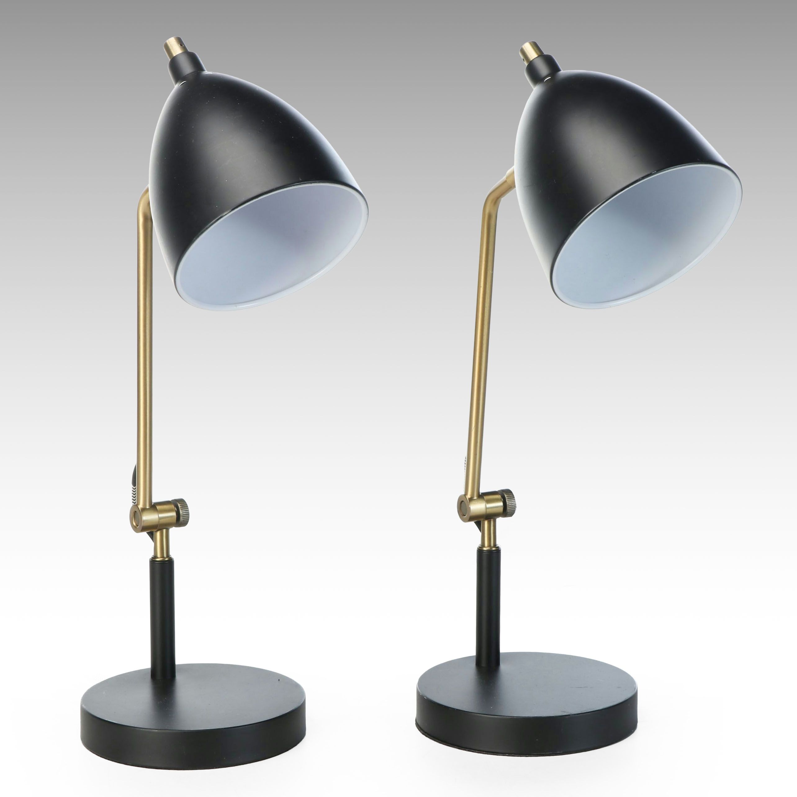 Black and Brass Finish Adjustable Desk Lamps