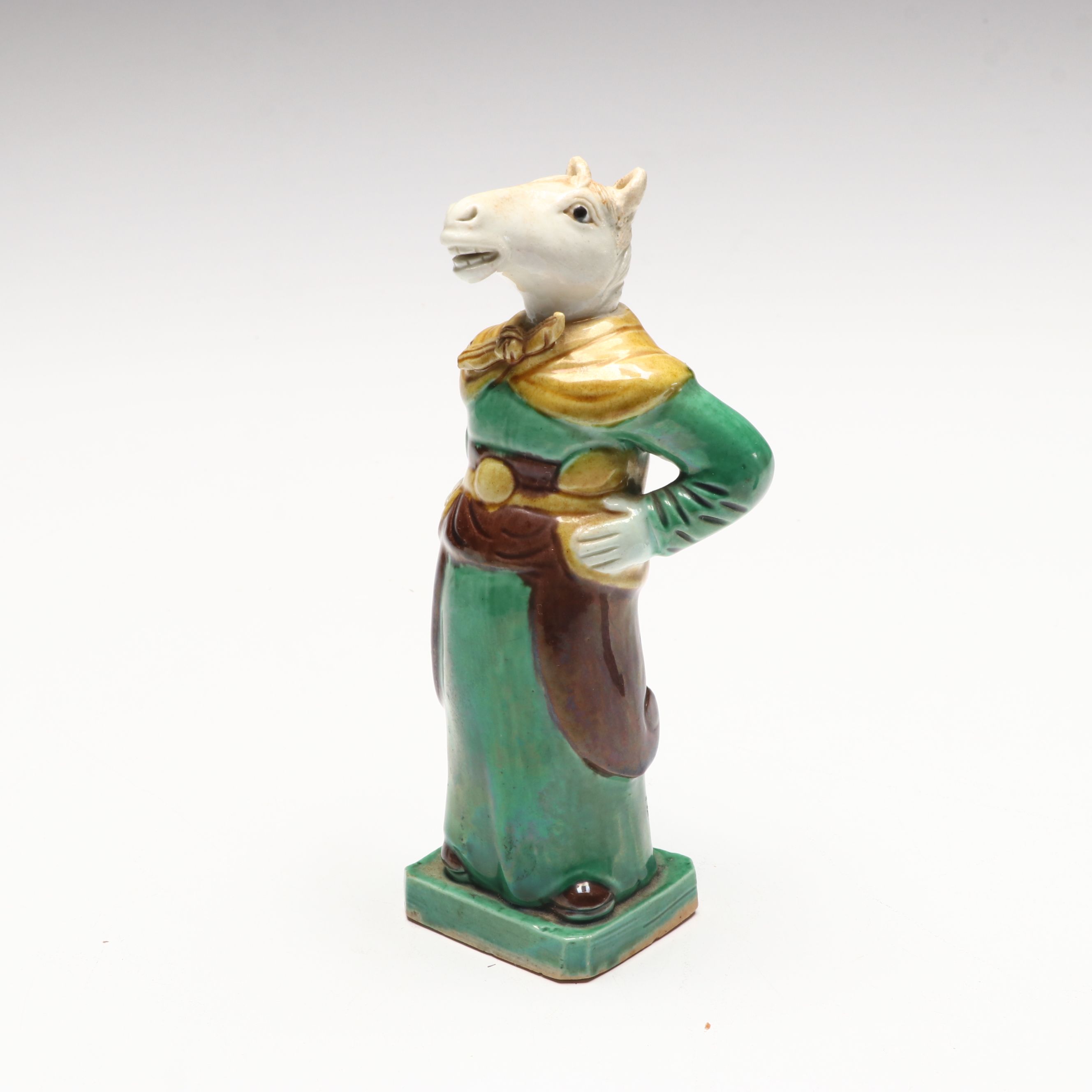 Chinese Sancai Glaze Ceramic Anthropomorphic Horse and Elderly Men