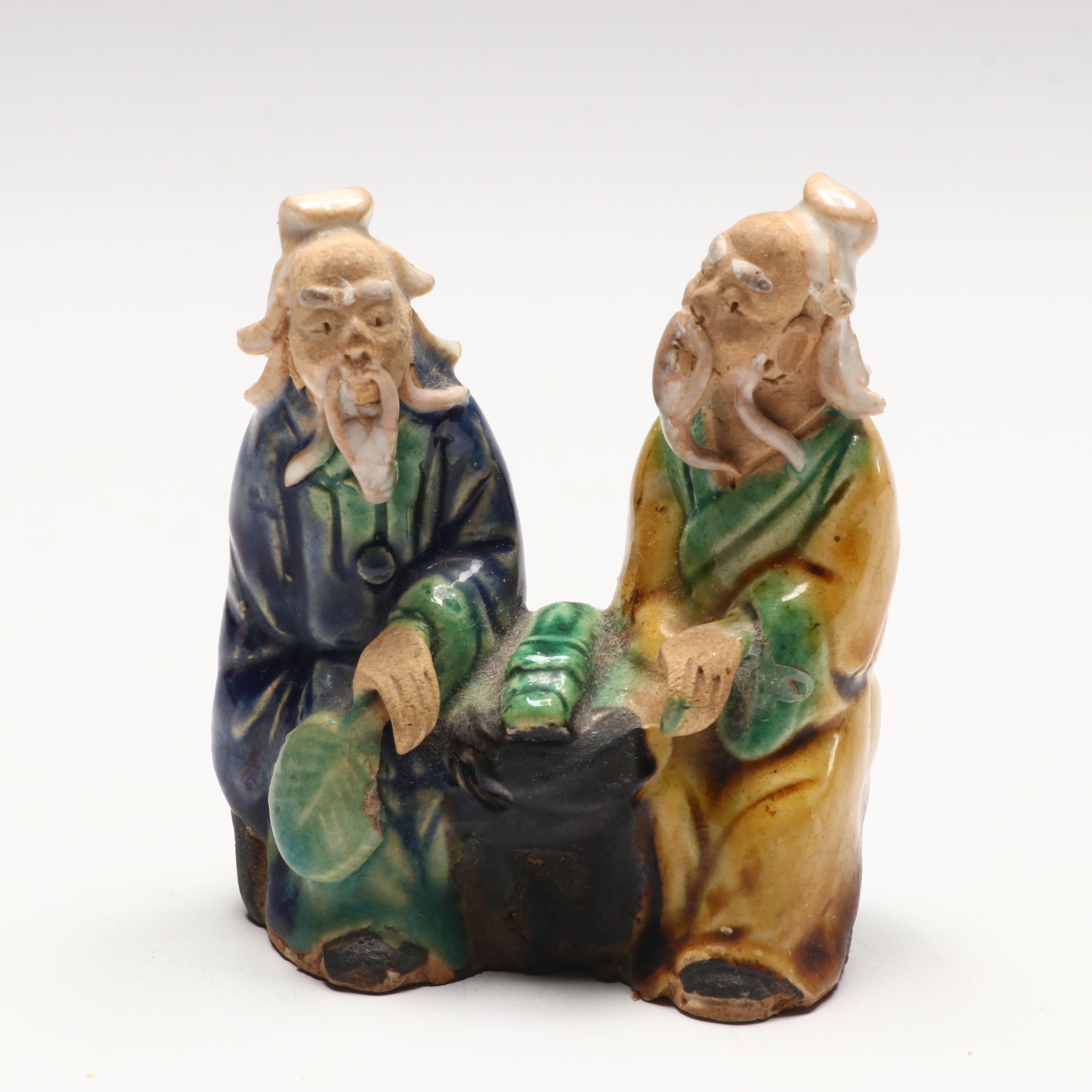 Chinese Sancai Glaze Ceramic Anthropomorphic Horse and Elderly Men