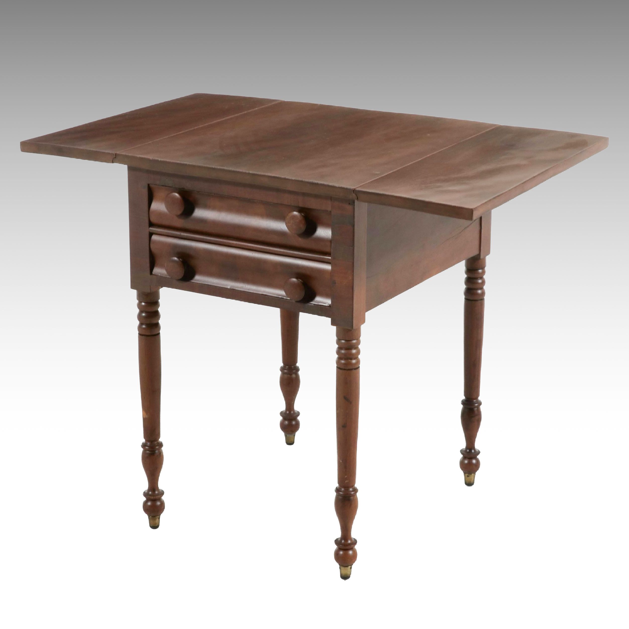 American Federal Style Mahogany Drop-Leaf Work Table, Mid-19th Century