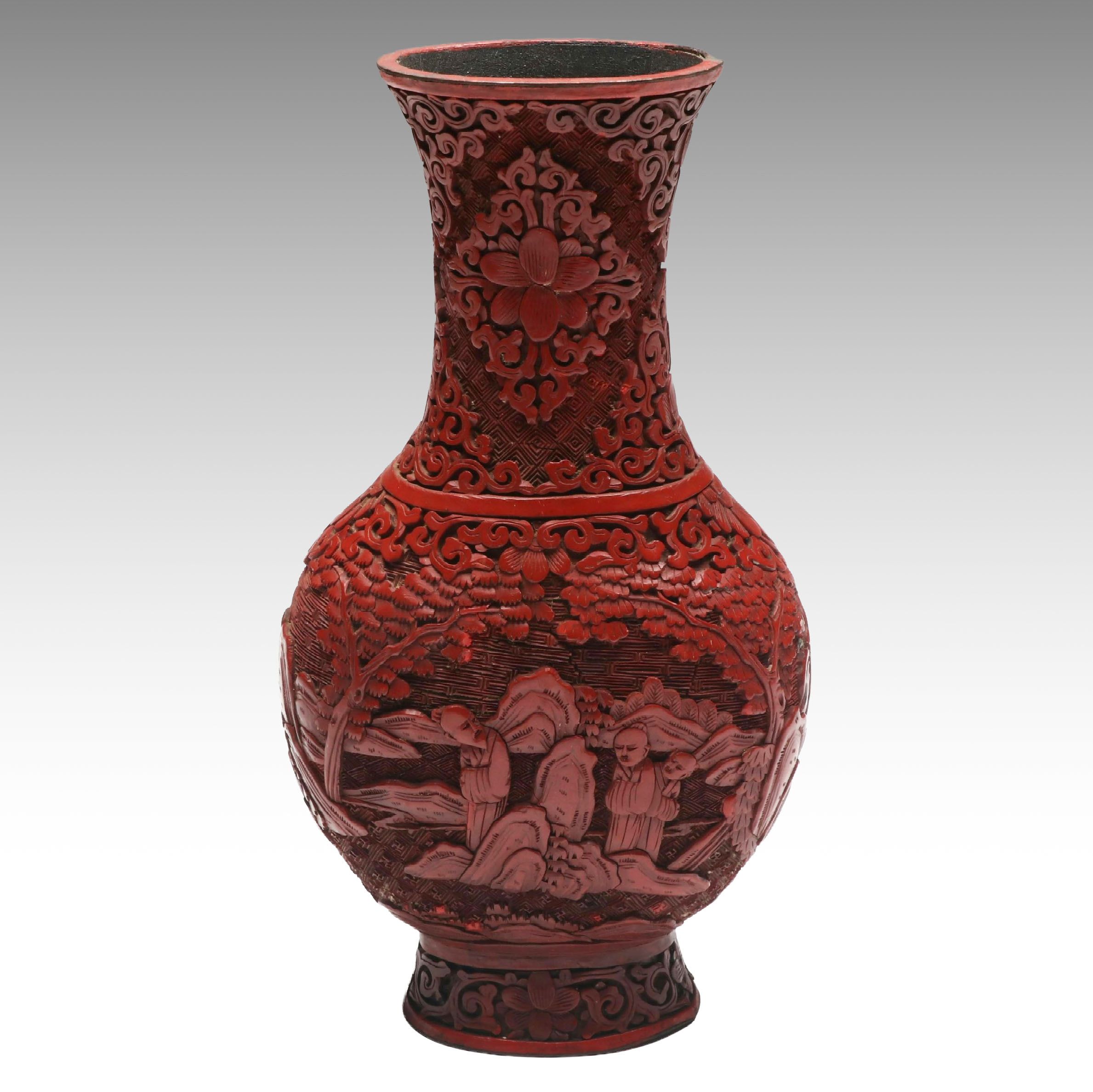 Chinese Red Lacquerware Vase