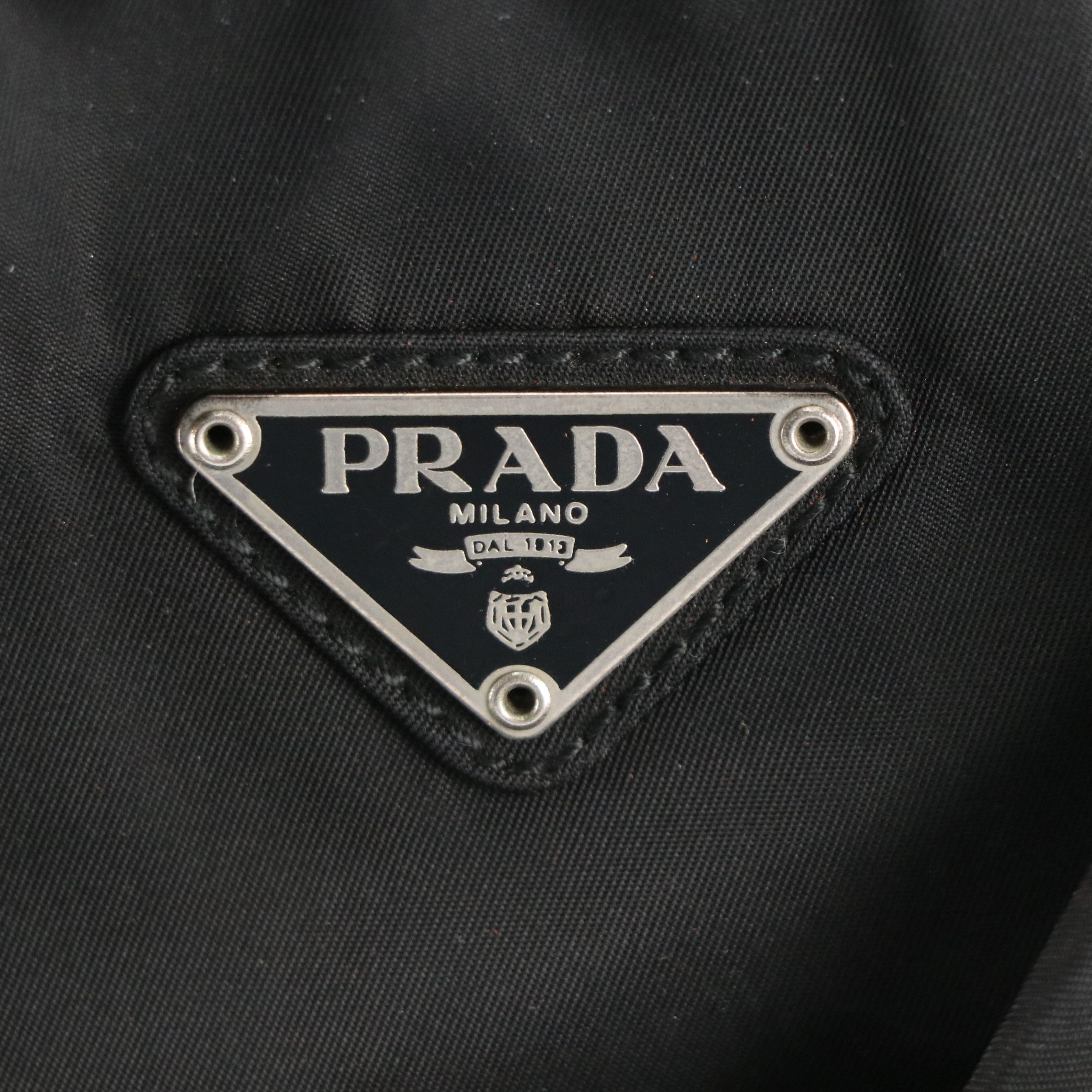 Prada Top Handle Locking Bag in Black Tessuto Nylon