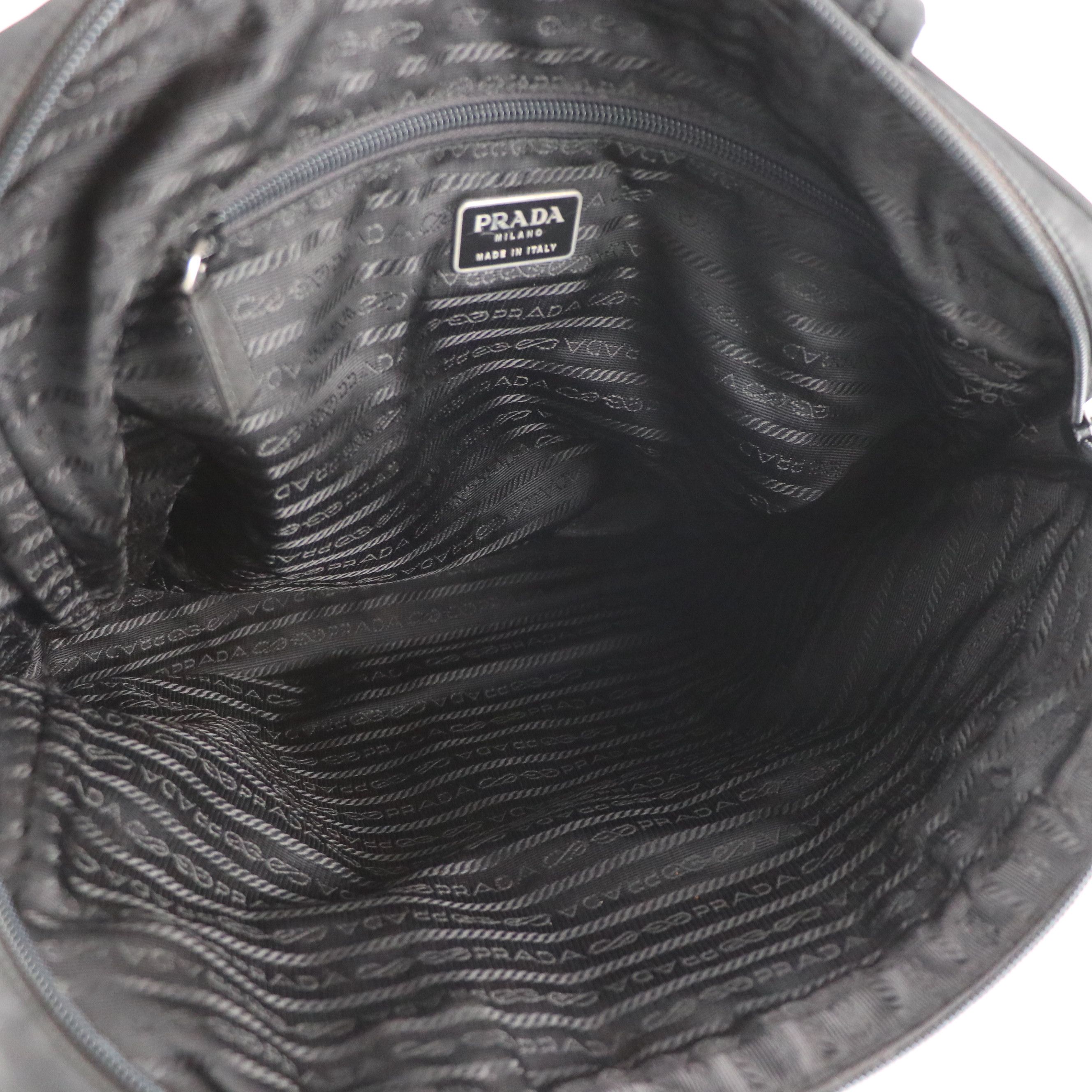 Prada Top Handle Locking Bag in Black Tessuto Nylon