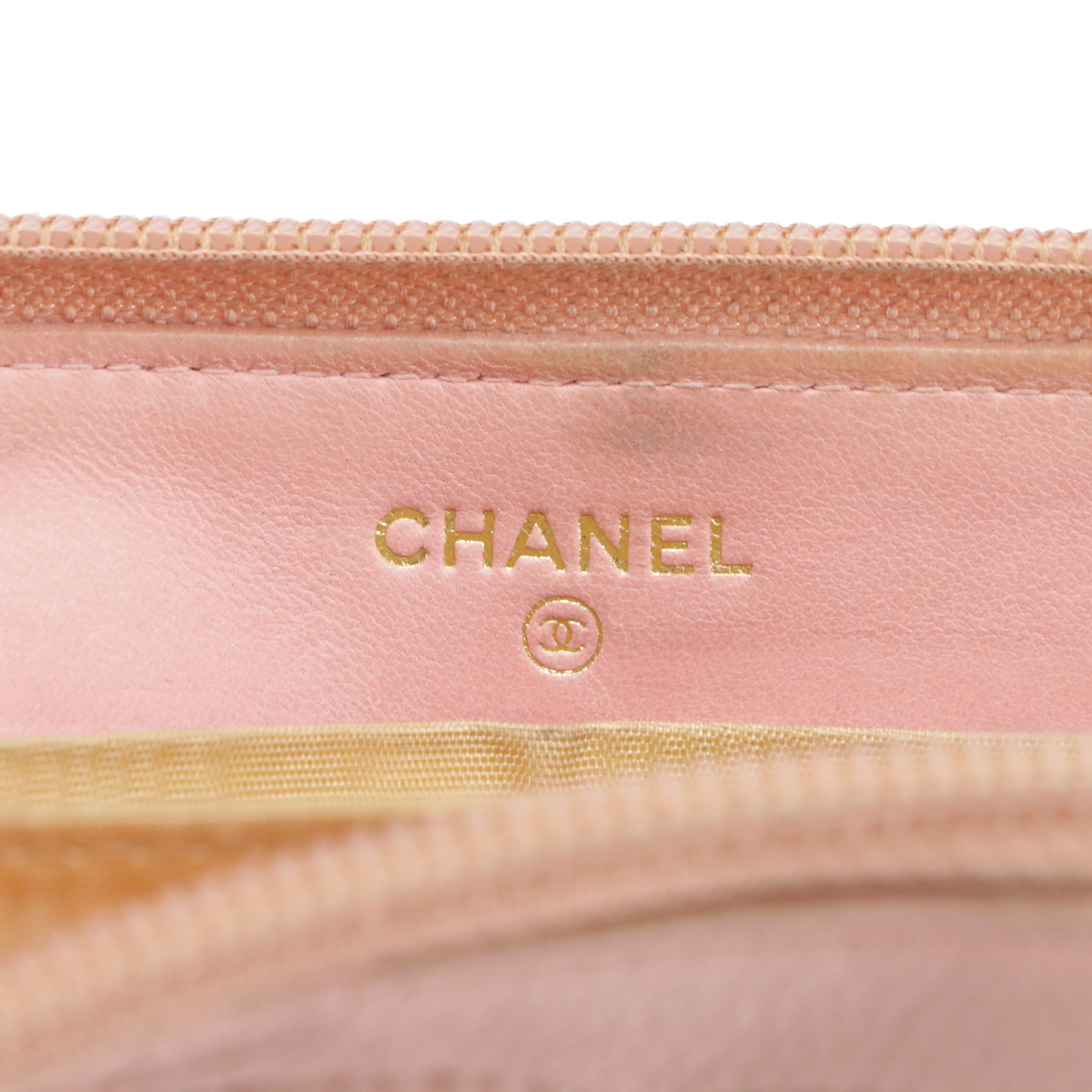 Chanel CC Stitched Zip Around Wallet in Pink Caviar Leather, With Box
