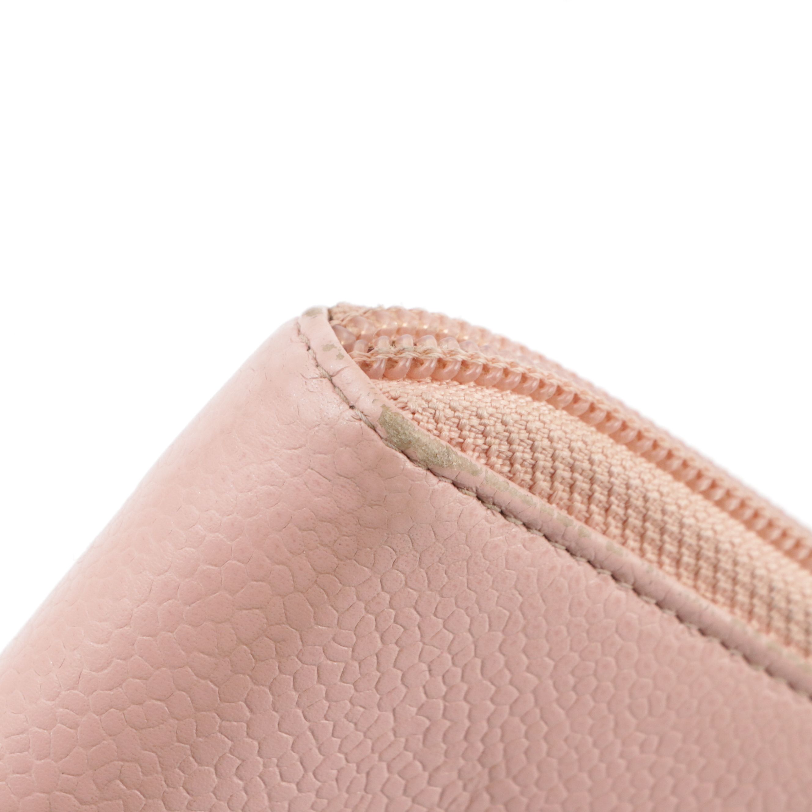 Chanel CC Stitched Zip Around Wallet in Pink Caviar Leather, With Box