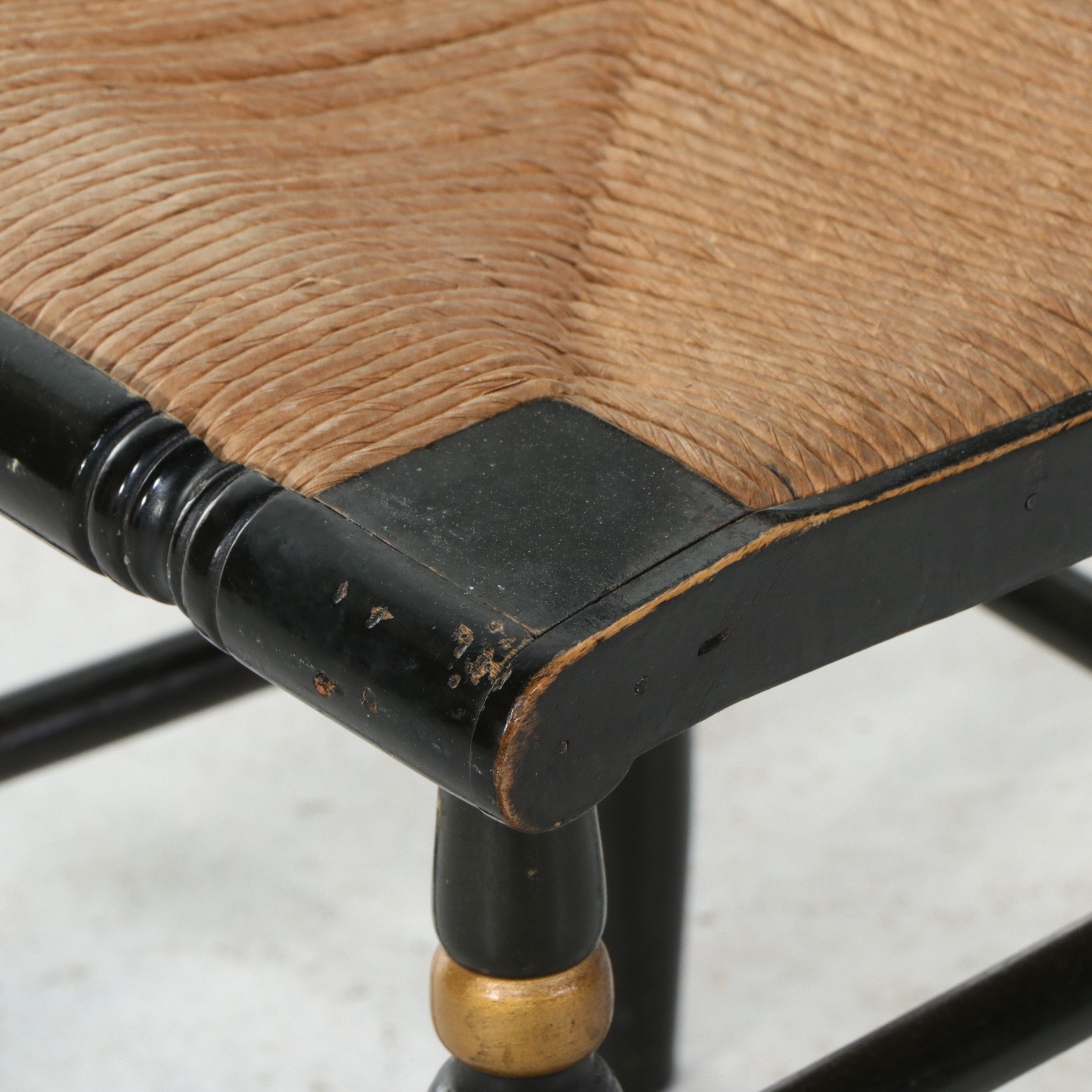 Set of Five Paint-Decorated Hitchcock Style Fancy Chairs with Rush Seats