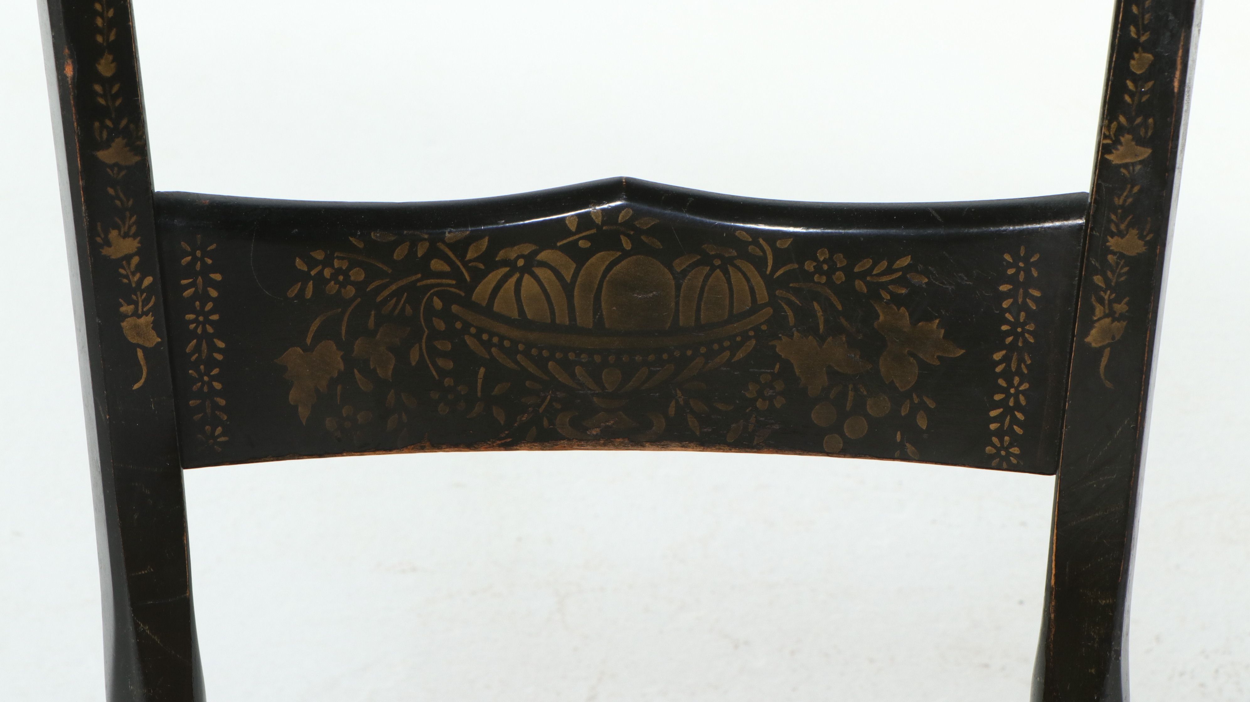 Set of Five Paint-Decorated Hitchcock Style Fancy Chairs with Rush Seats