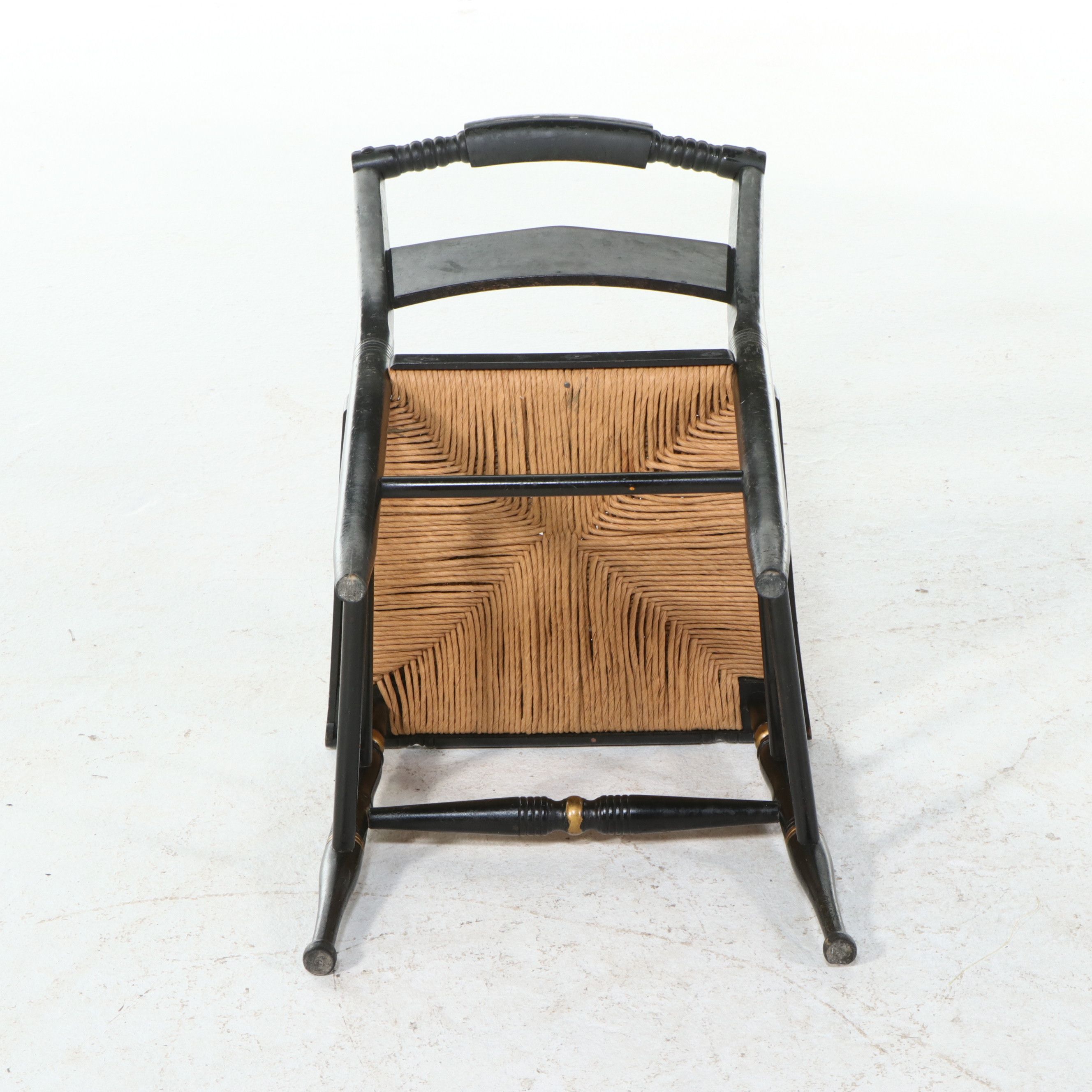 Set of Five Paint-Decorated Hitchcock Style Fancy Chairs with Rush Seats