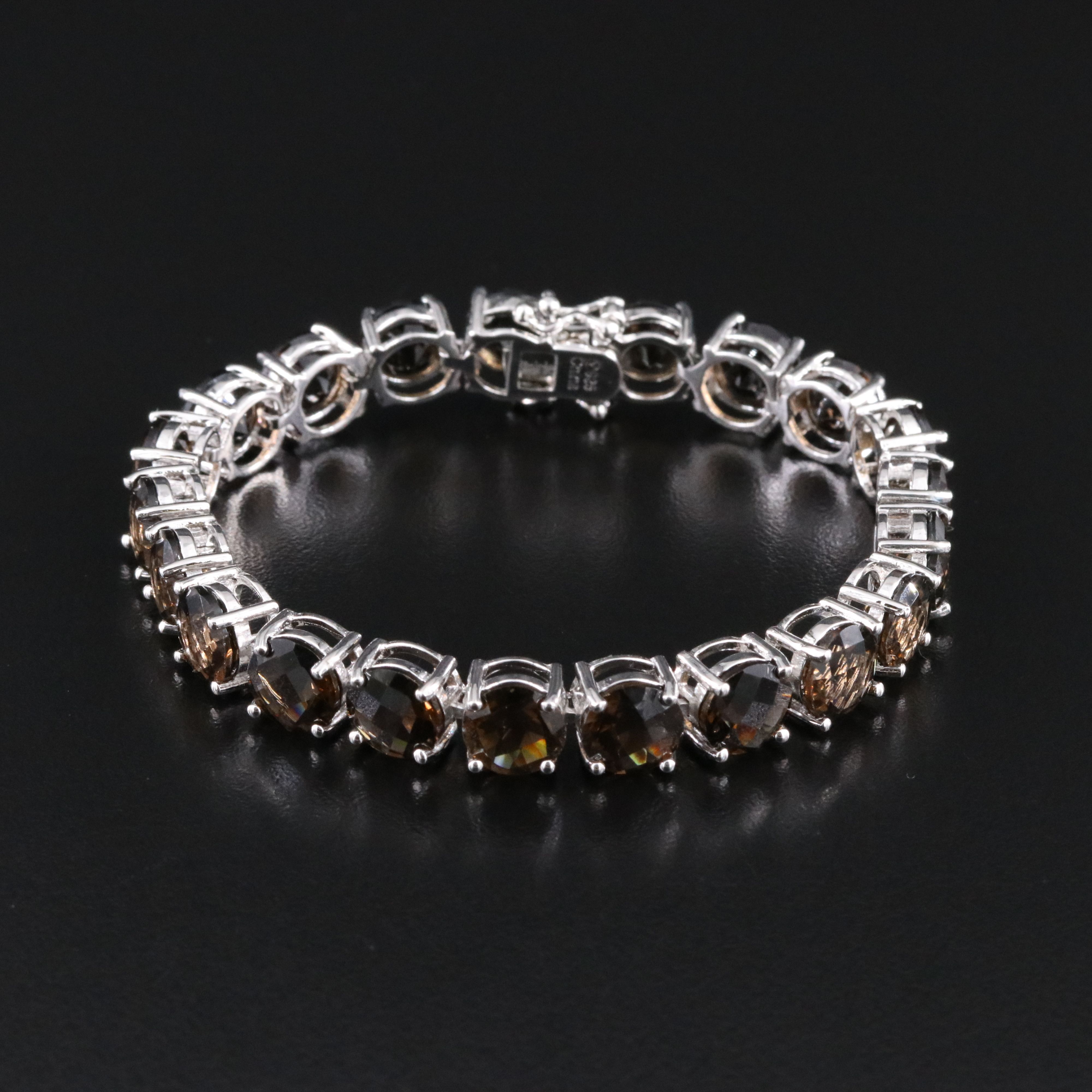 Sterling Smoky Quartz Line Bracelet