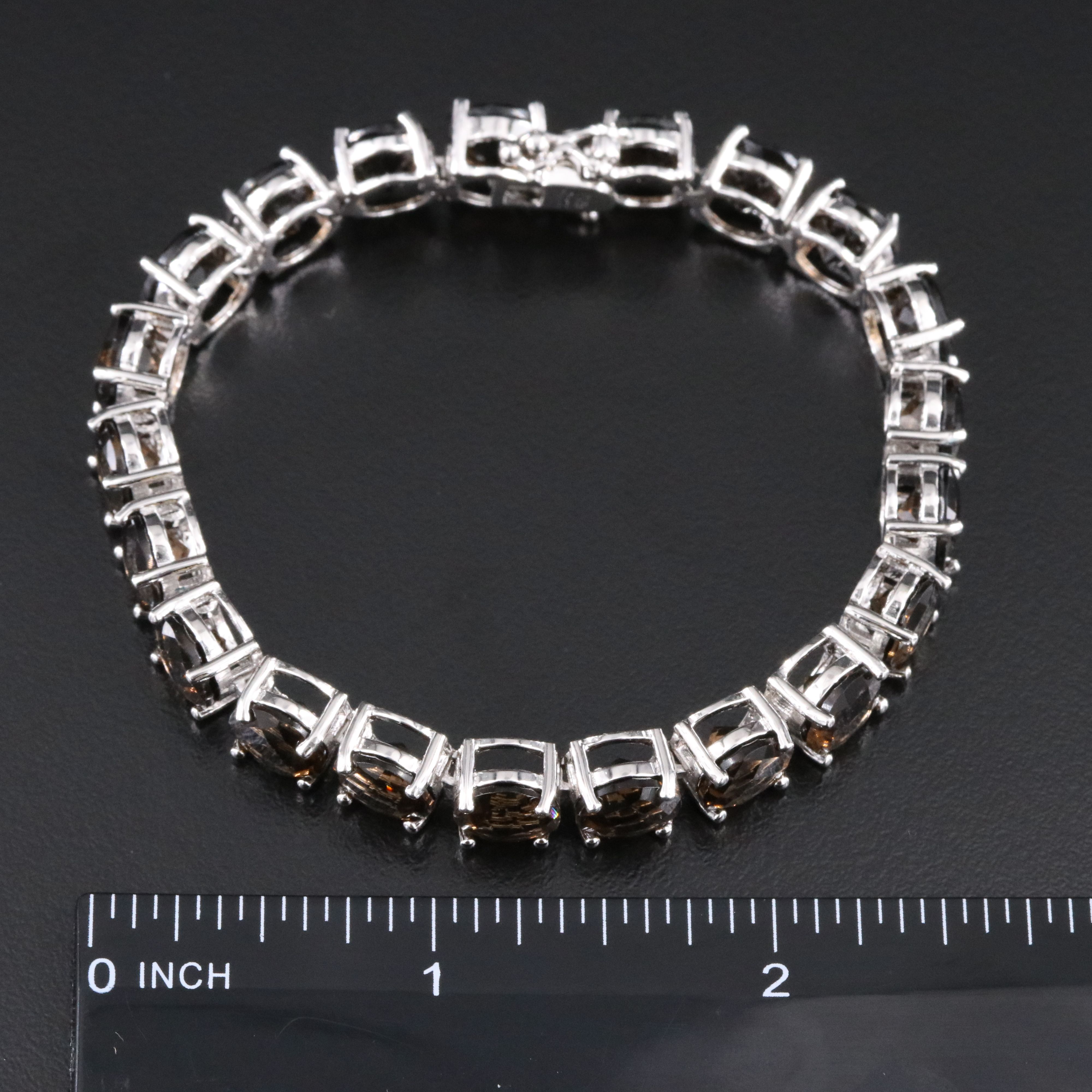 Sterling Smoky Quartz Line Bracelet