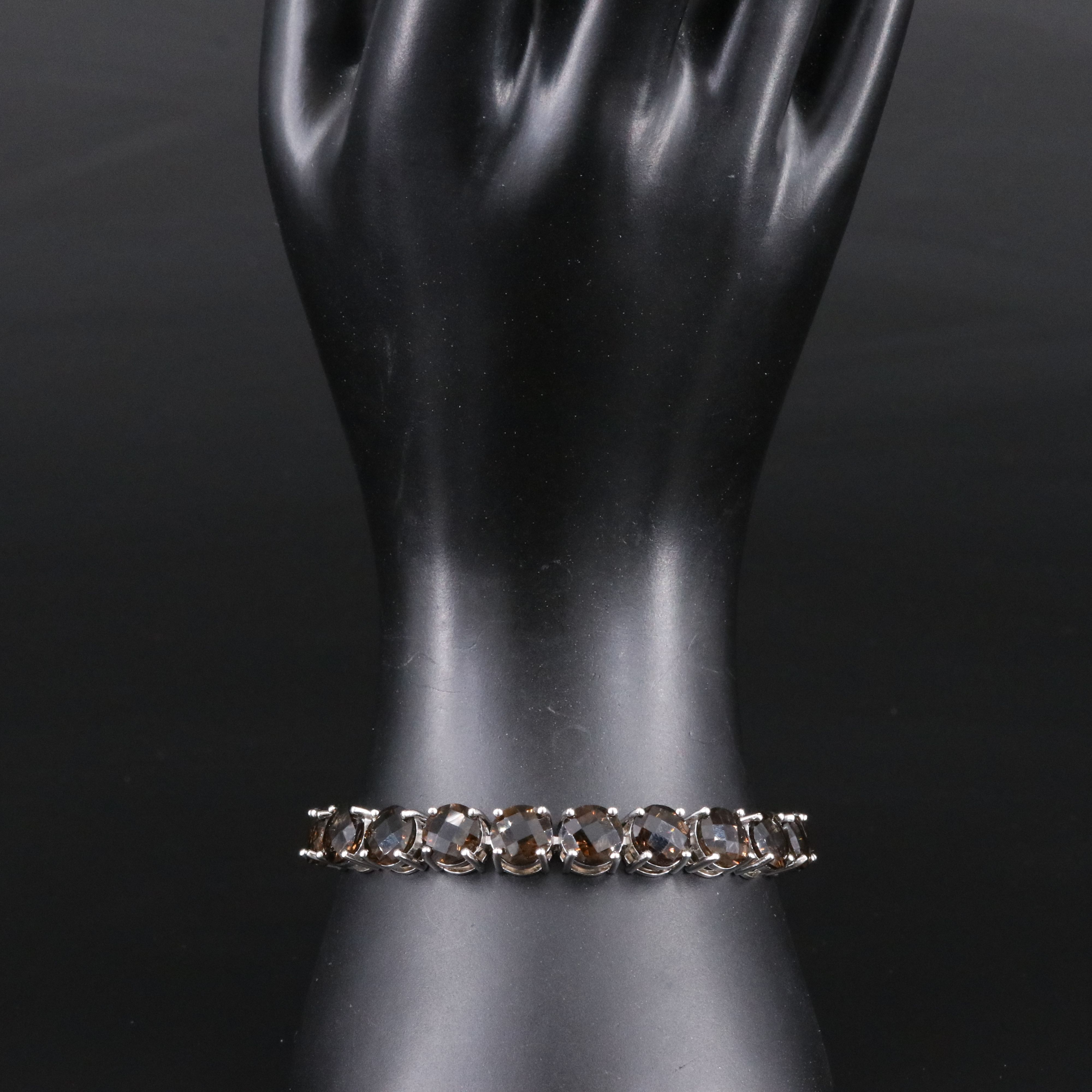 Sterling Smoky Quartz Line Bracelet
