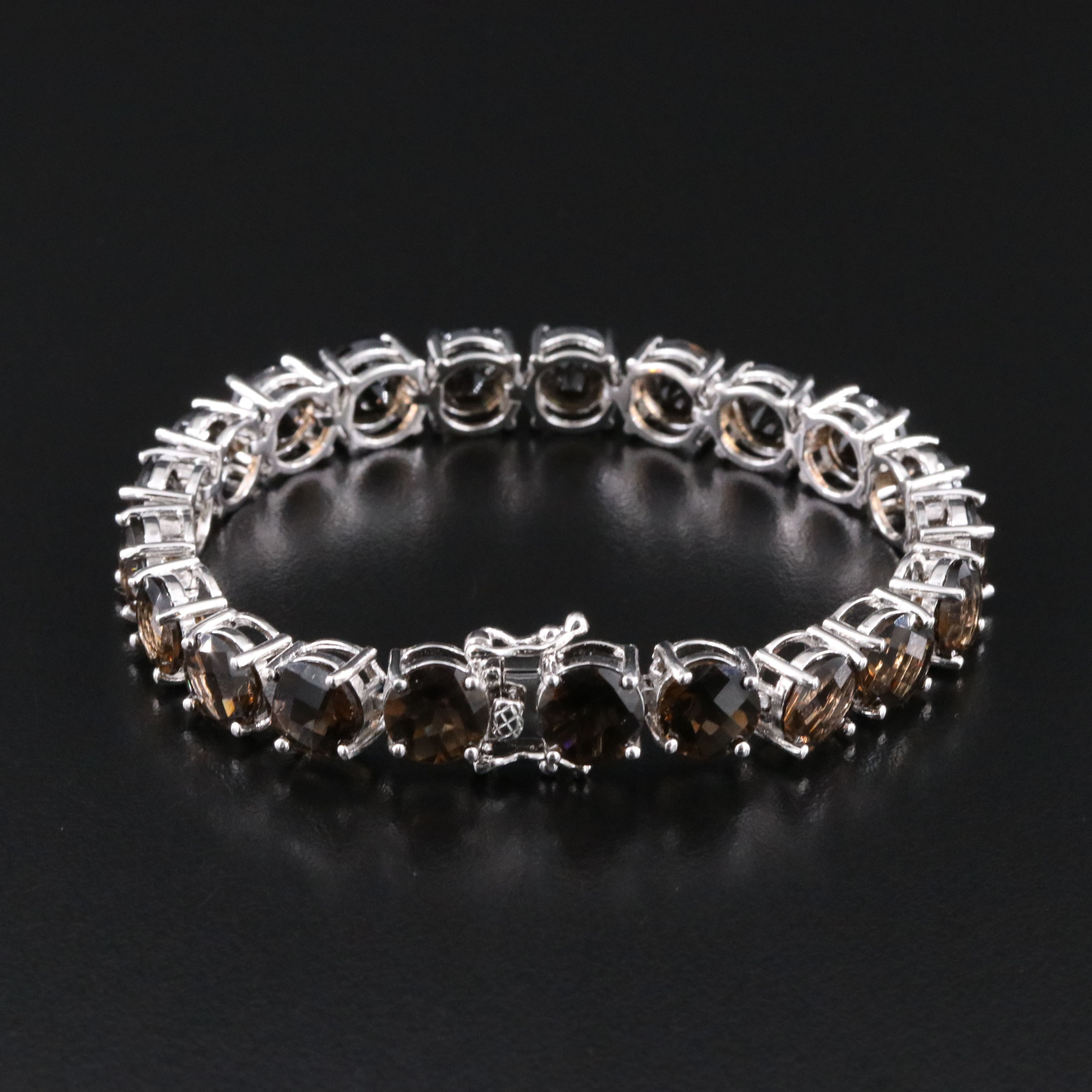Sterling Smoky Quartz Line Bracelet