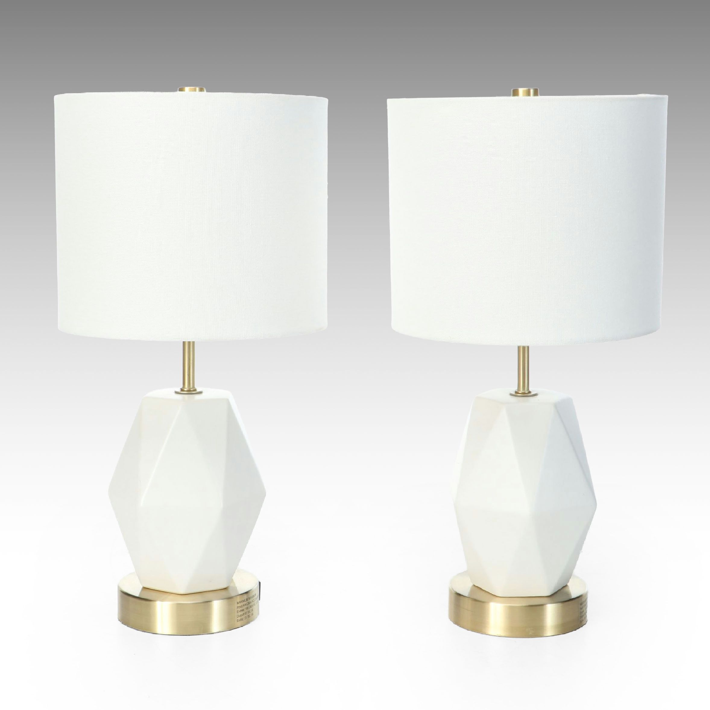 White Geometric Ceramic Table Lamps